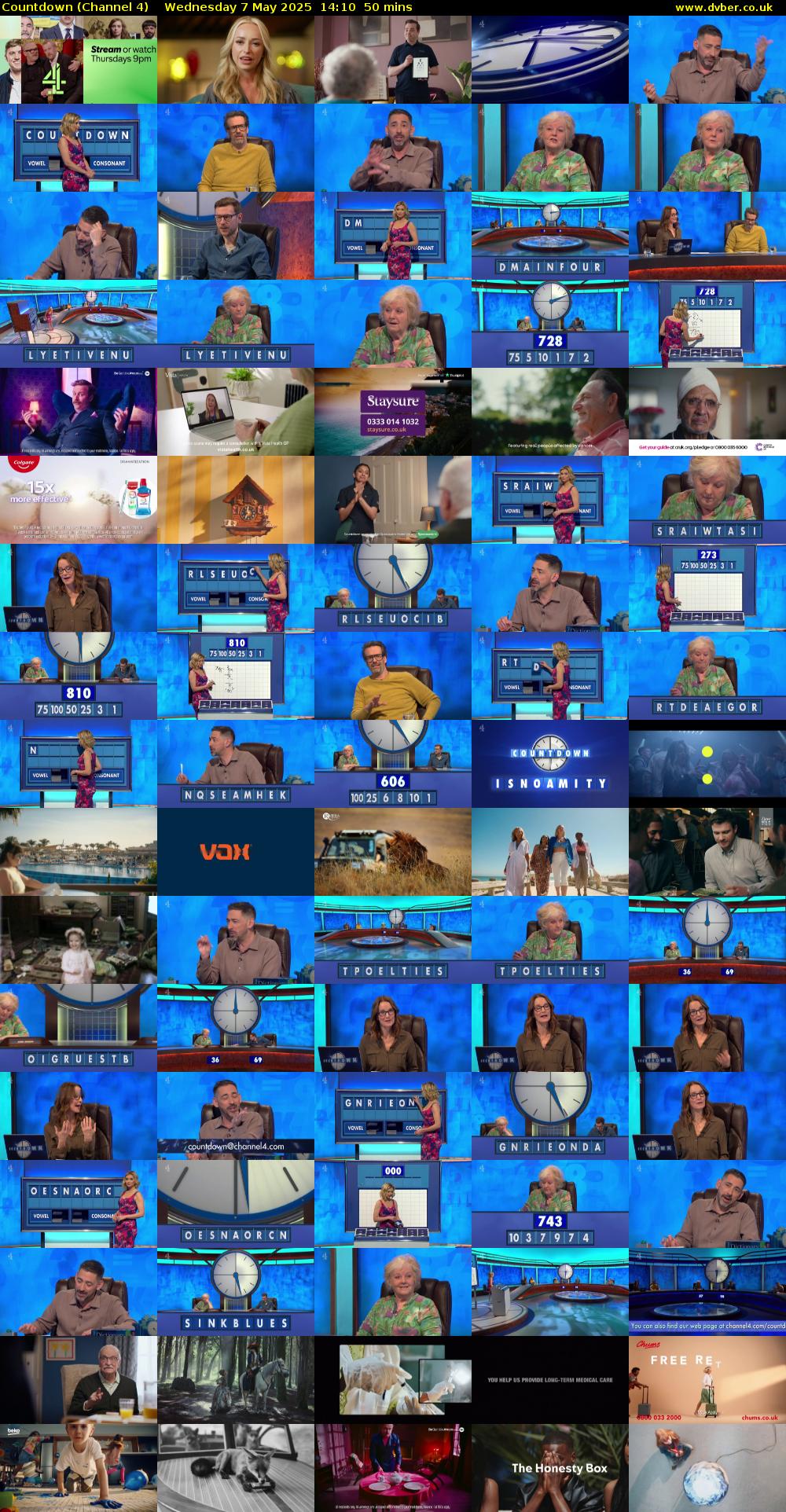 Countdown (Channel 4) Wednesday 7 May 2025 14:10 - 15:00