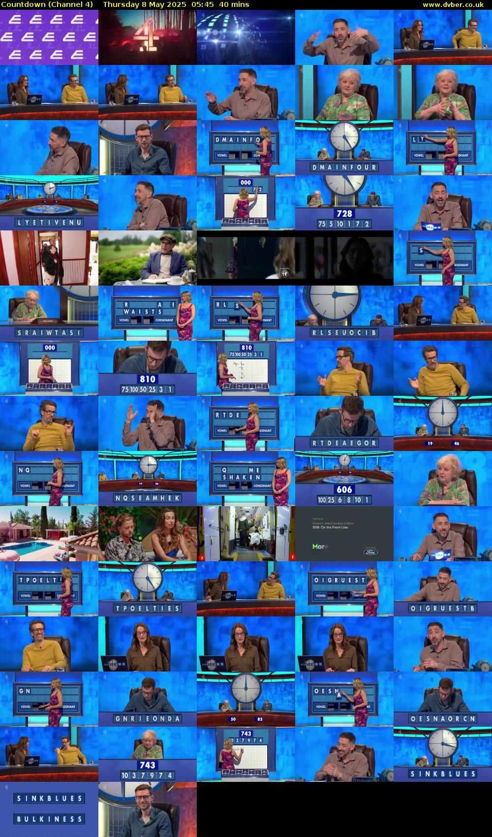 Countdown (Channel 4) Thursday 8 May 2025 05:45 - 06:25