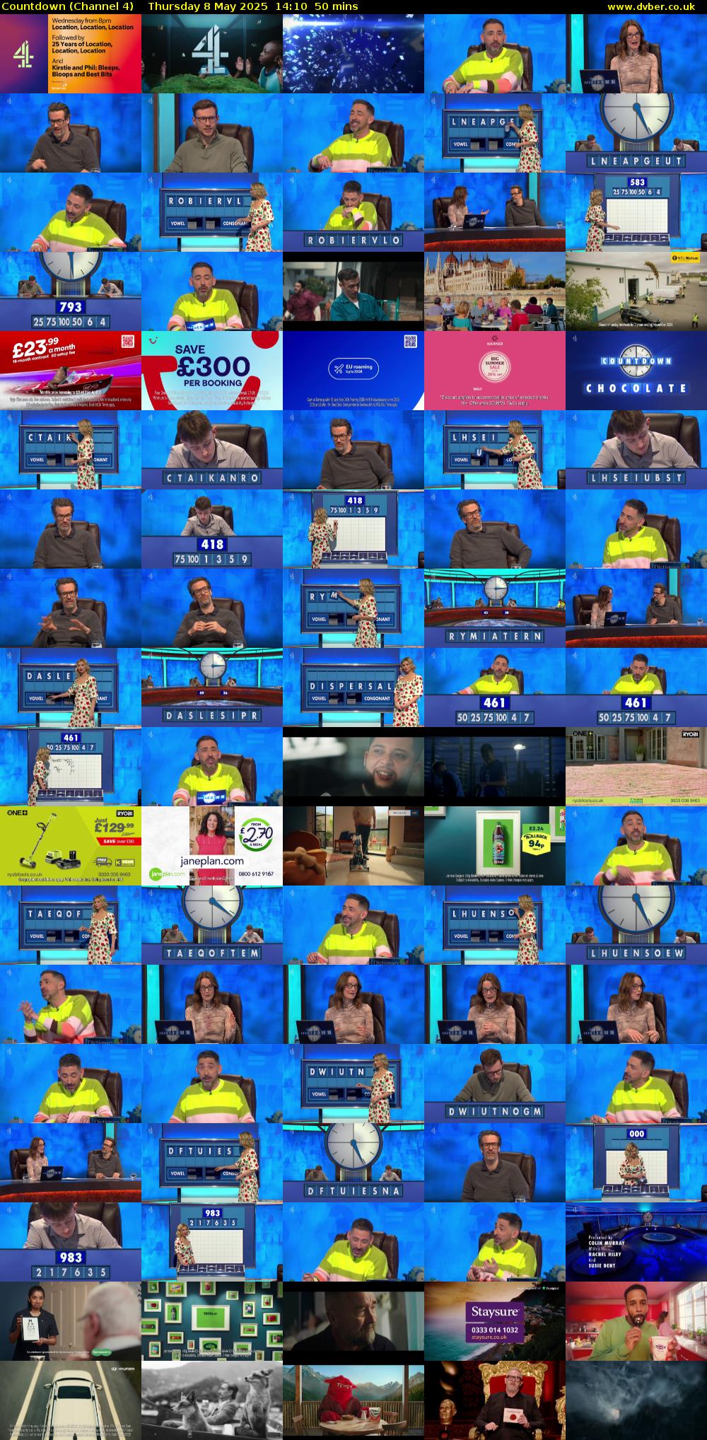 Countdown (Channel 4) Thursday 8 May 2025 14:10 - 15:00
