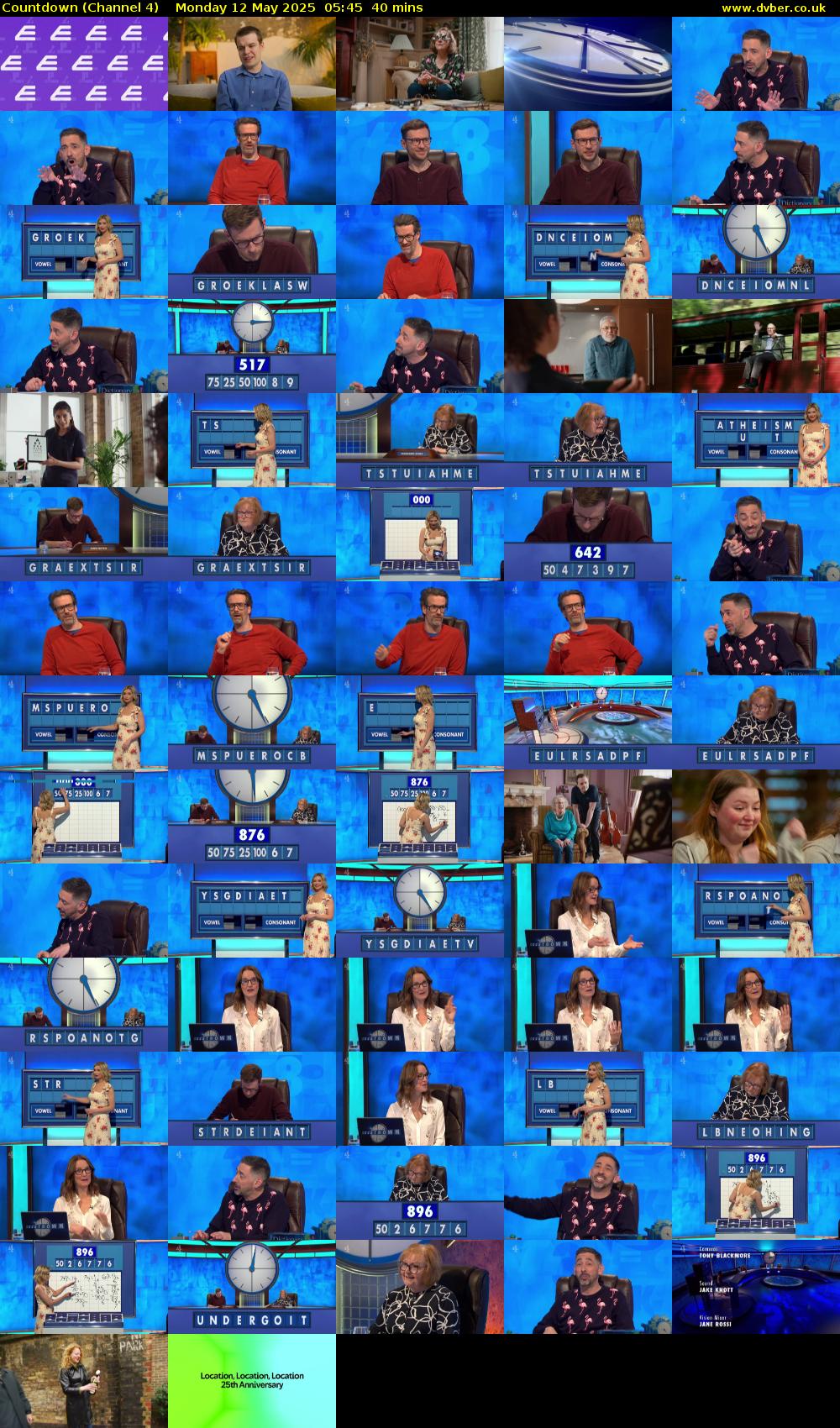 Countdown (Channel 4) Monday 12 May 2025 05:45 - 06:25