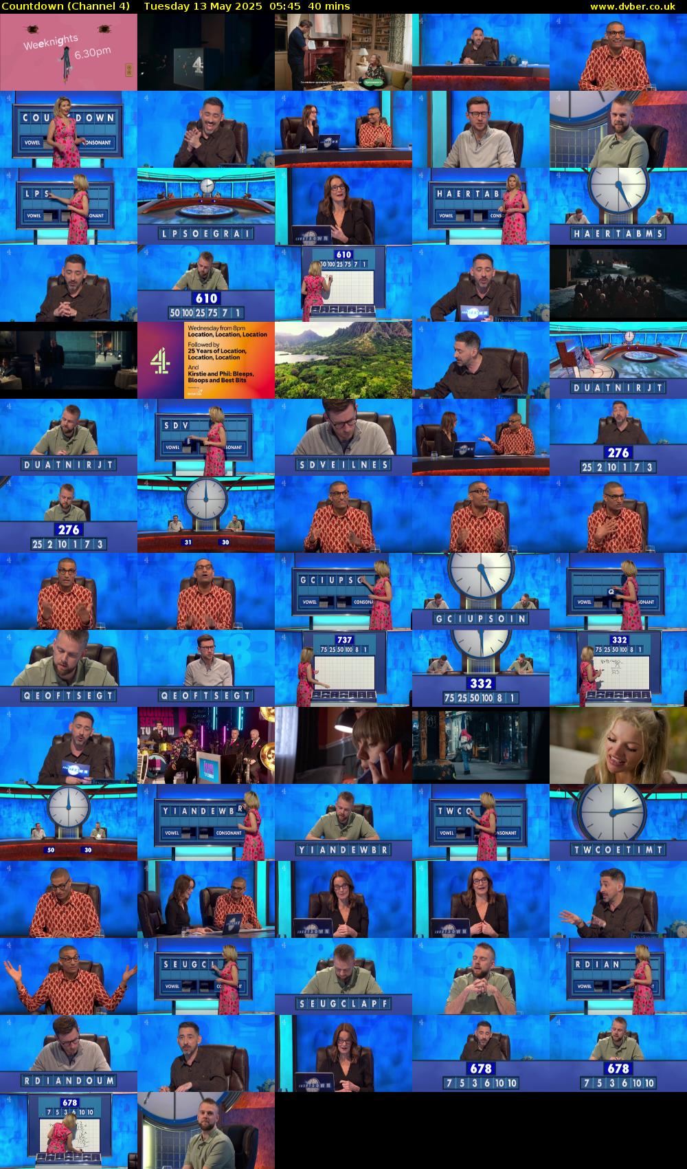 Countdown (Channel 4) Tuesday 13 May 2025 05:45 - 06:25
