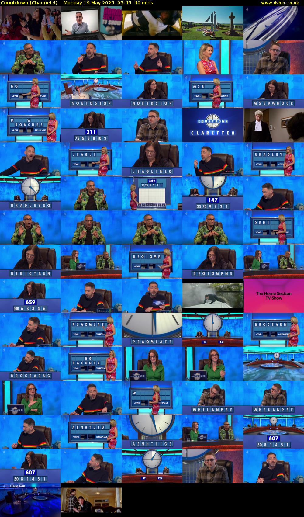 Countdown (Channel 4) Monday 19 May 2025 05:45 - 06:25