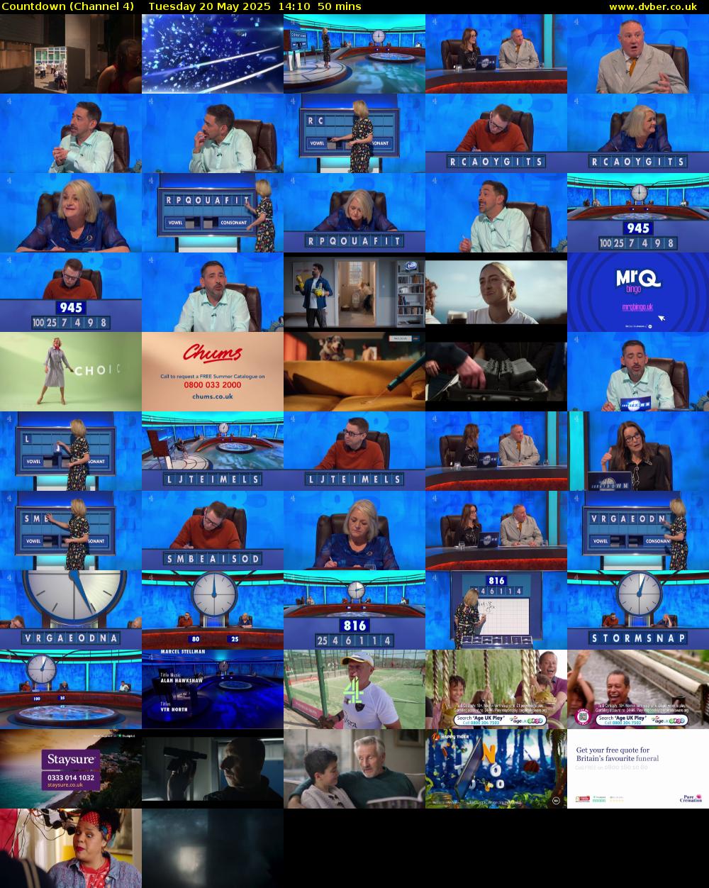 Countdown (Channel 4) Tuesday 20 May 2025 14:10 - 15:00