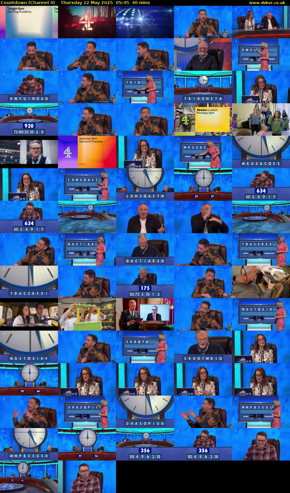 Countdown (Channel 4) Thursday 22 May 2025 05:45 - 06:25