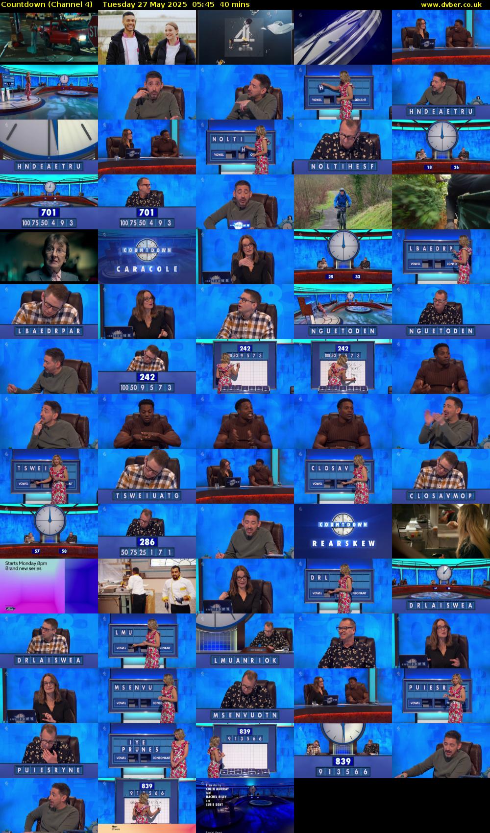 Countdown (Channel 4) Tuesday 27 May 2025 05:45 - 06:25