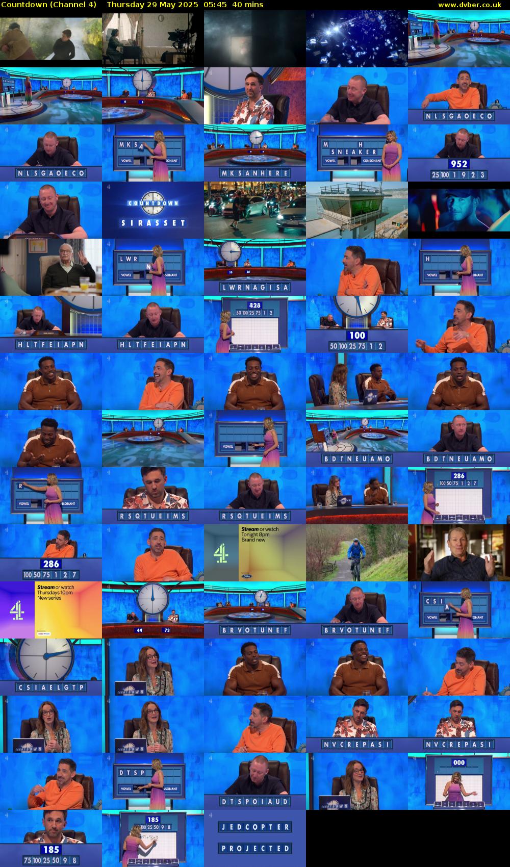 Countdown (Channel 4) Thursday 29 May 2025 05:45 - 06:25