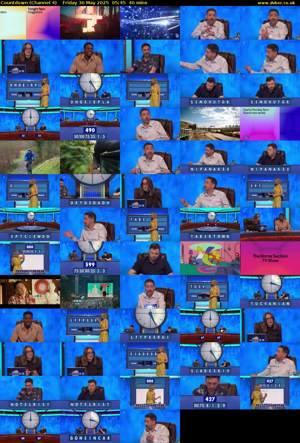 Countdown (Channel 4) Friday 30 May 2025 05:45 - 06:25