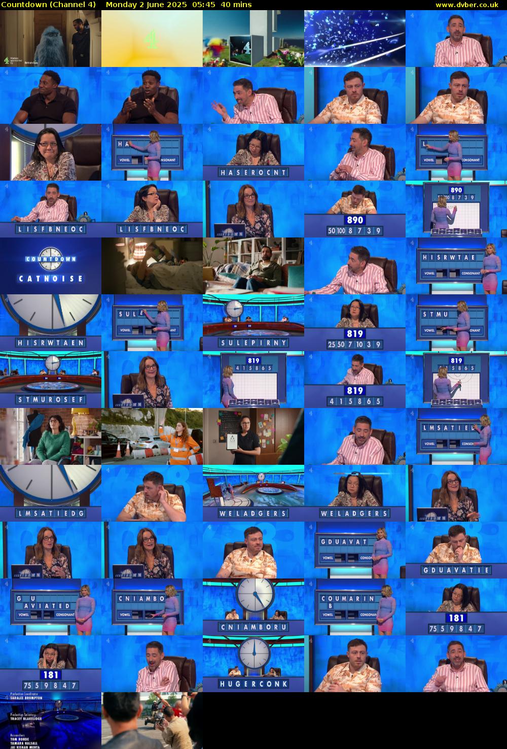 Countdown (Channel 4) Monday 2 June 2025 05:45 - 06:25