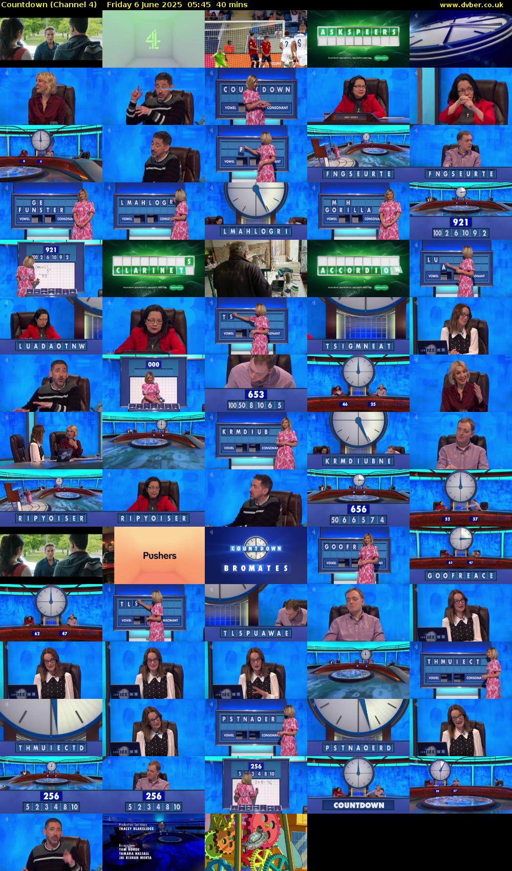 Countdown (Channel 4) Friday 6 June 2025 05:45 - 06:25