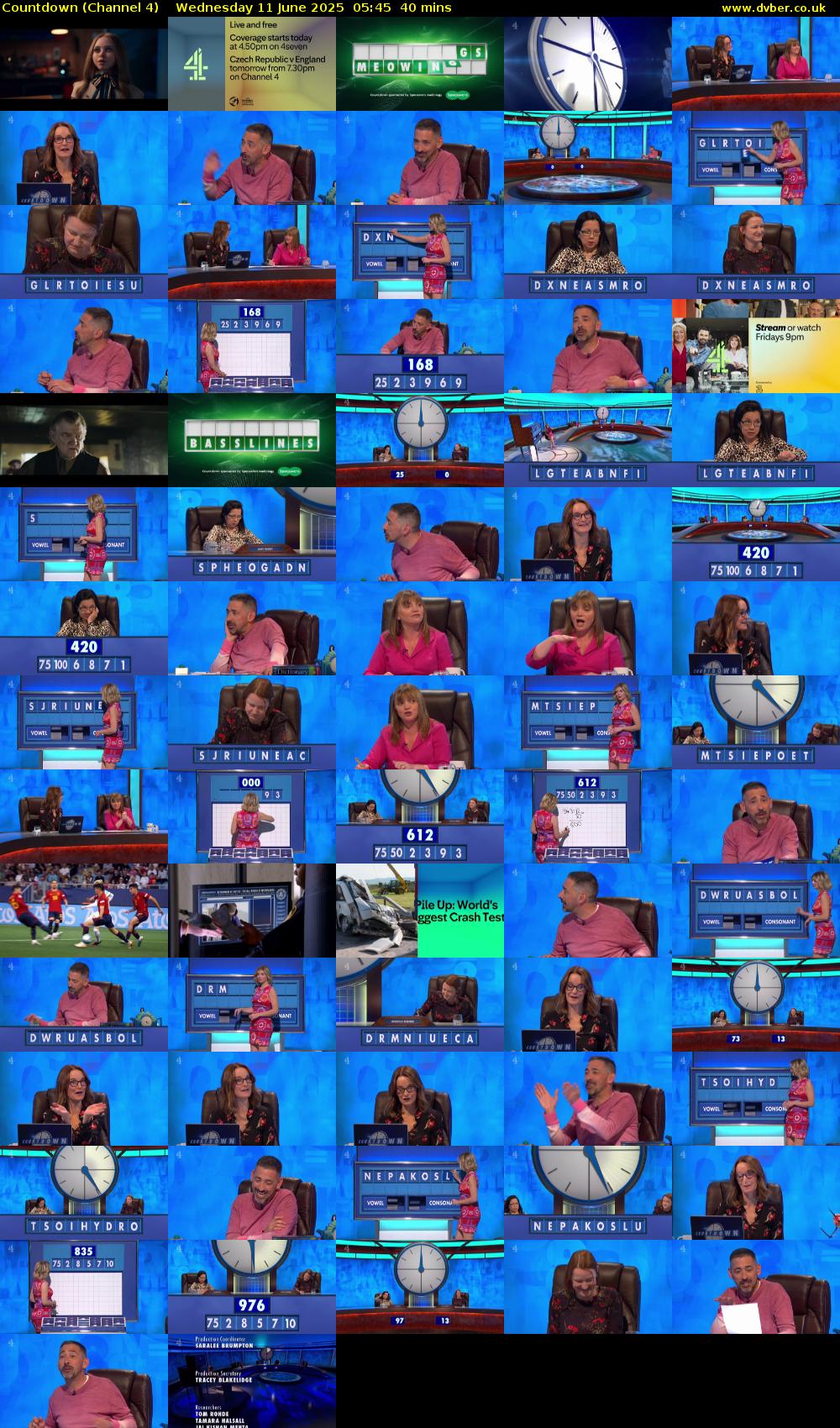 Countdown (Channel 4) Wednesday 11 June 2025 05:45 - 06:25
