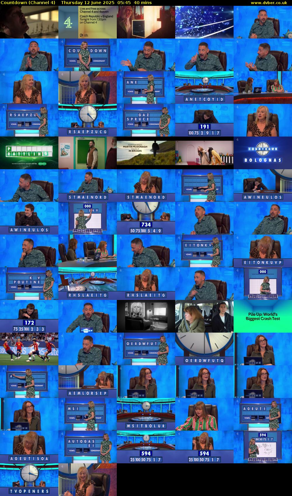 Countdown (Channel 4) Thursday 12 June 2025 05:45 - 06:25