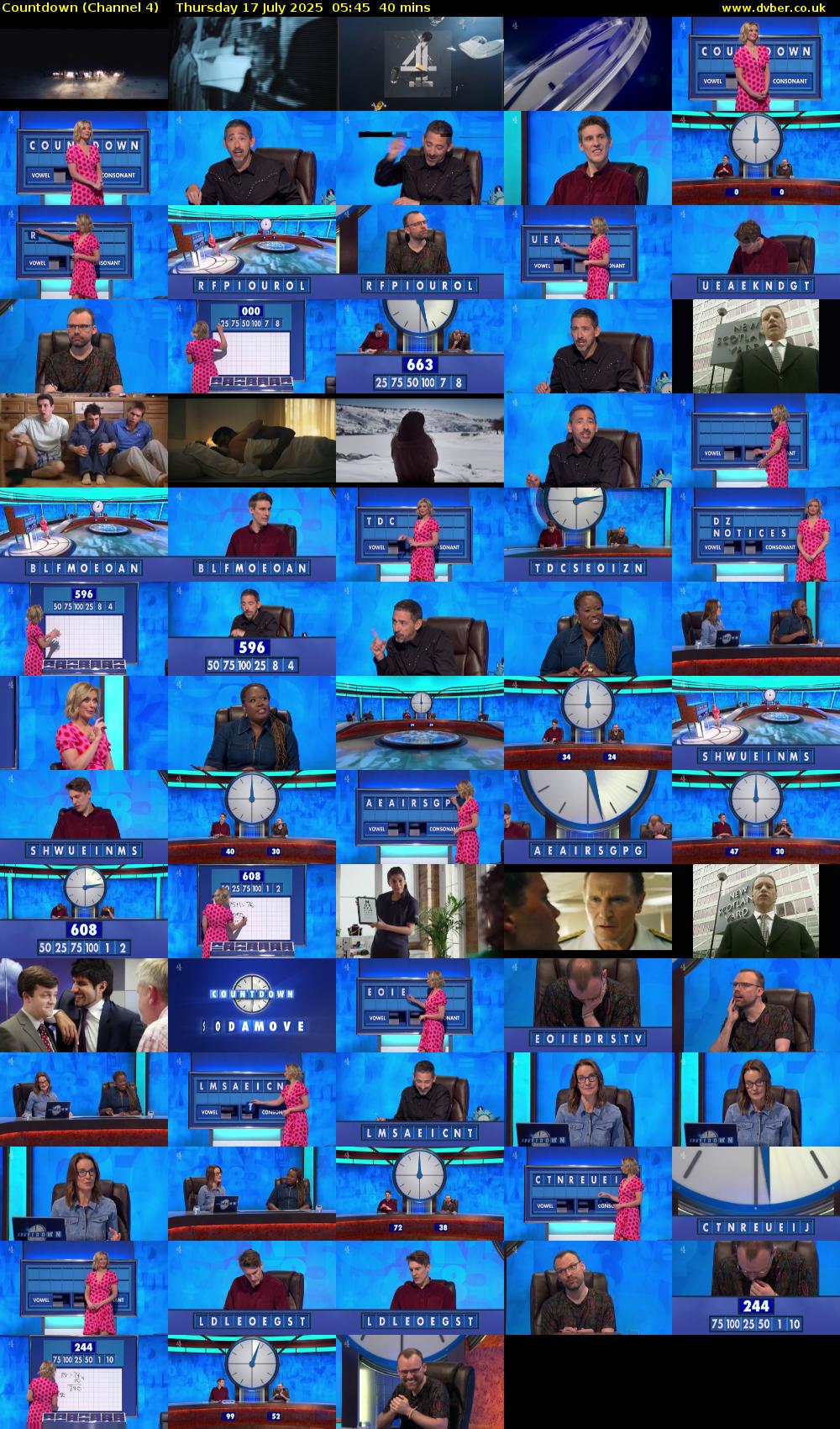 Countdown (Channel 4) Thursday 17 July 2025 05:45 - 06:25