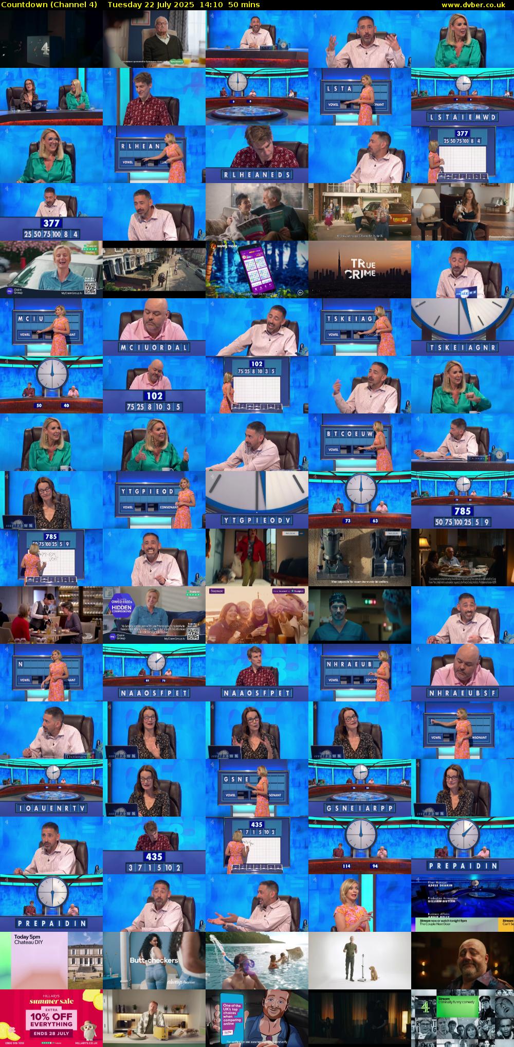 Countdown (Channel 4) Tuesday 22 July 2025 14:10 - 15:00