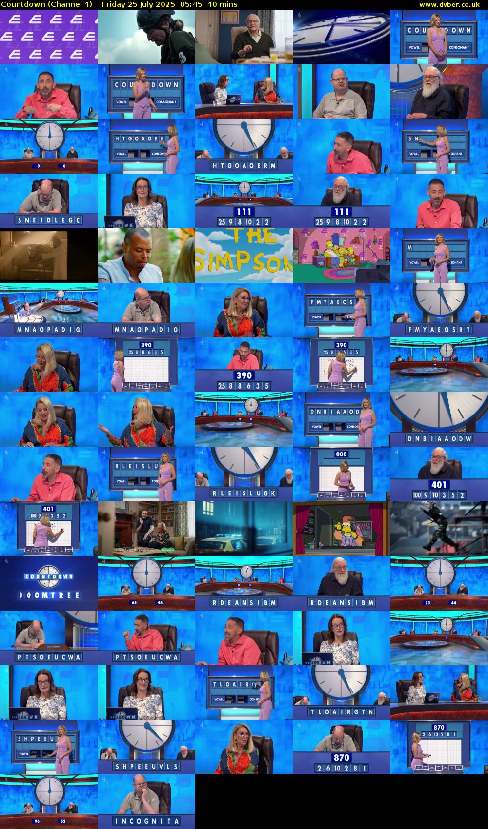 Countdown (Channel 4) Friday 25 July 2025 05:45 - 06:25