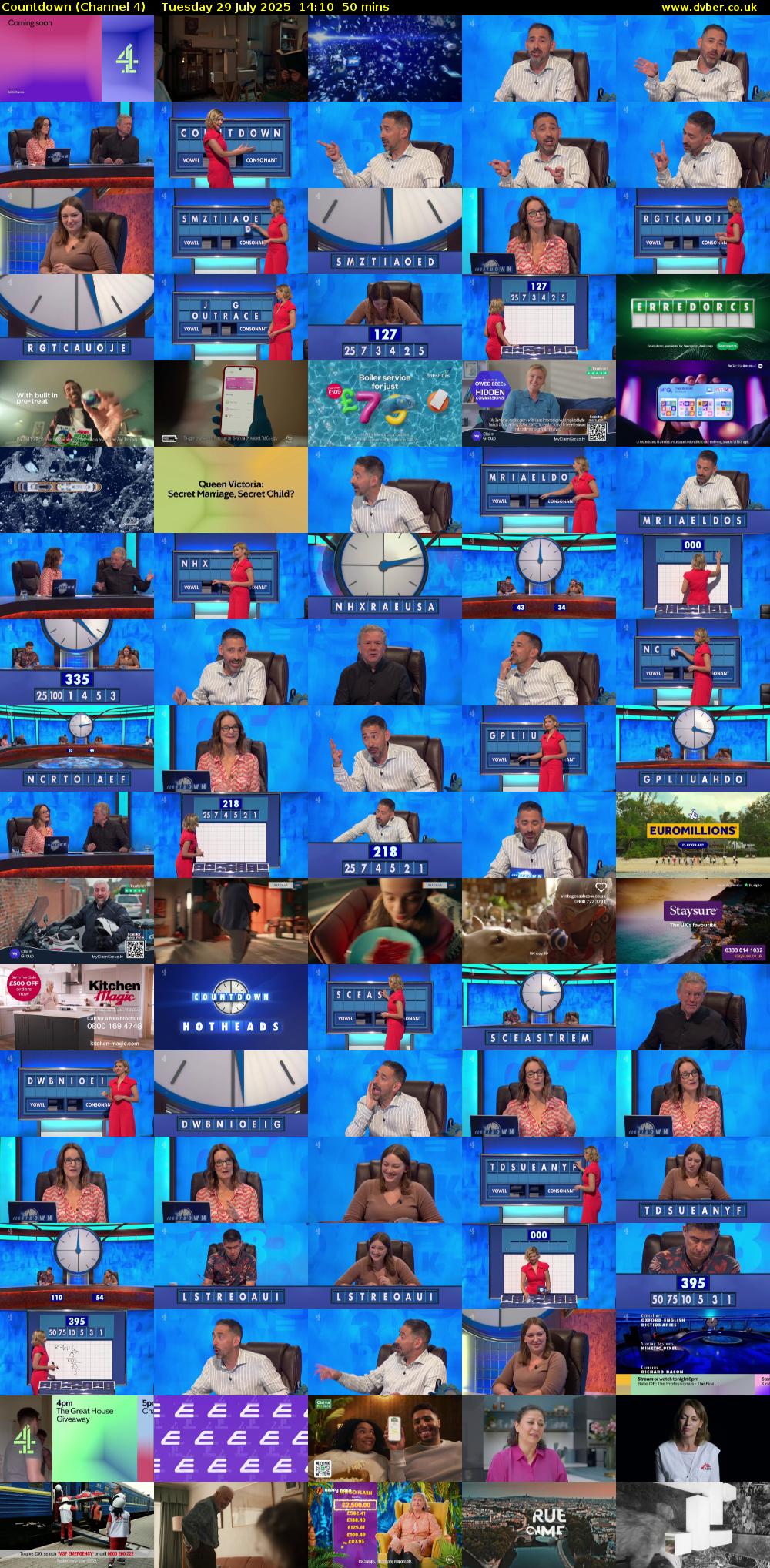 Countdown (Channel 4) Tuesday 29 July 2025 14:10 - 15:00