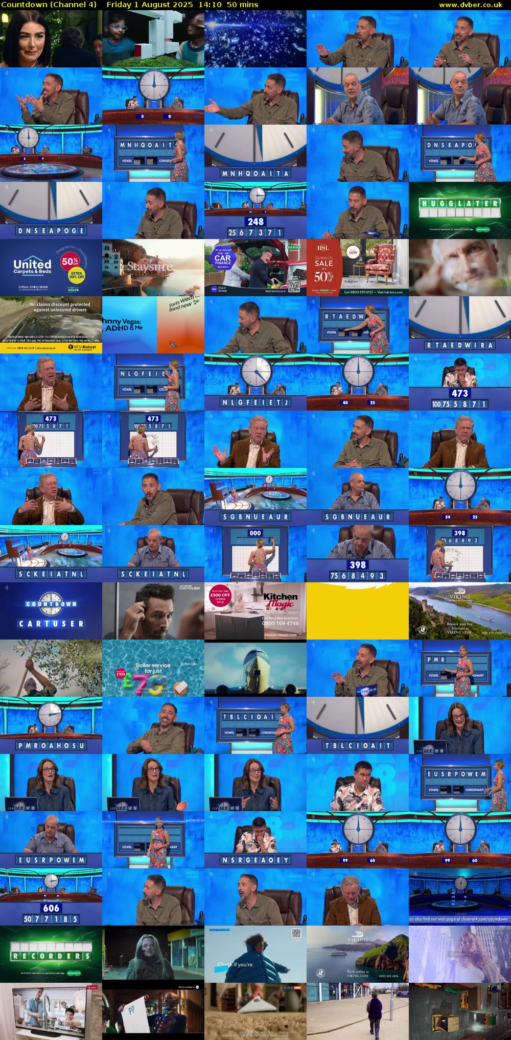 Countdown (Channel 4) Friday 1 August 2025 14:10 - 15:00