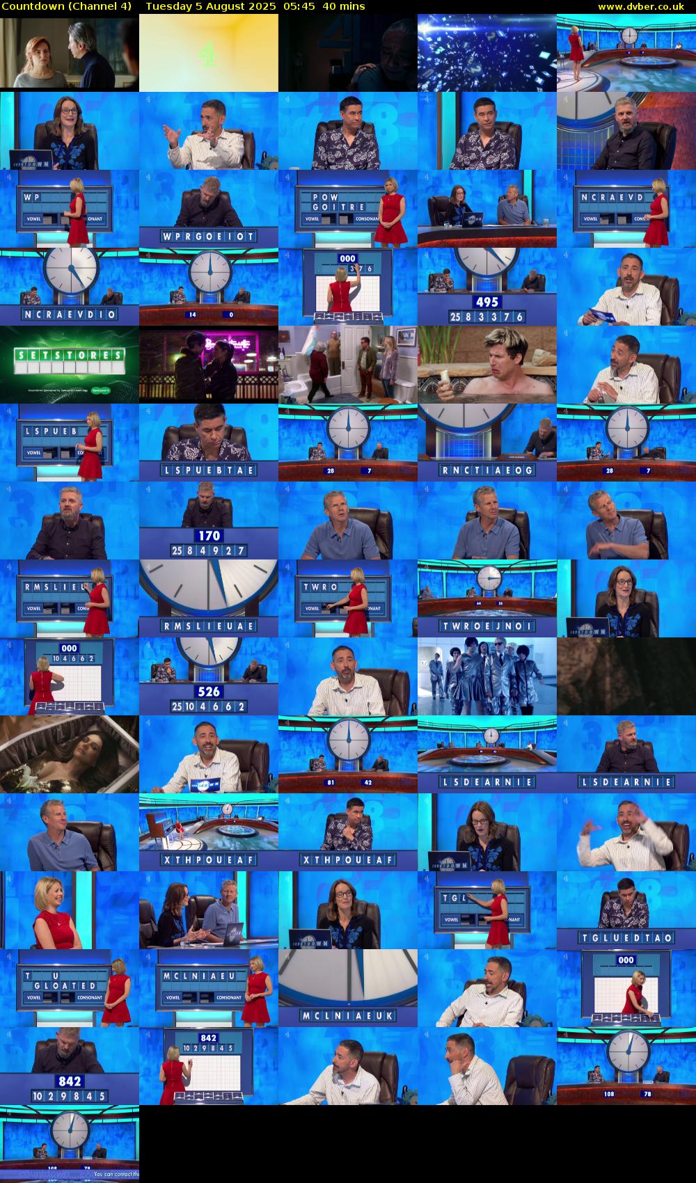 Countdown (Channel 4) Tuesday 5 August 2025 05:45 - 06:25