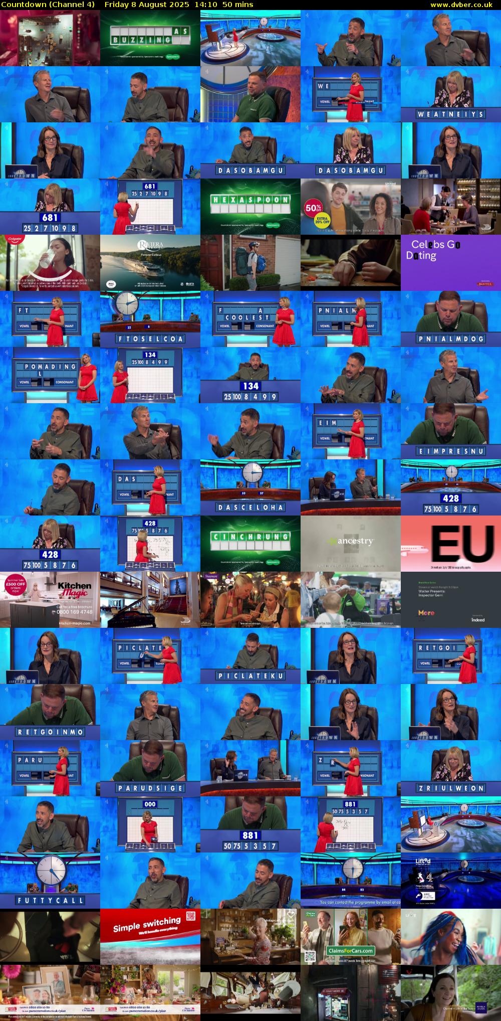 Countdown (Channel 4) Friday 8 August 2025 14:10 - 15:00