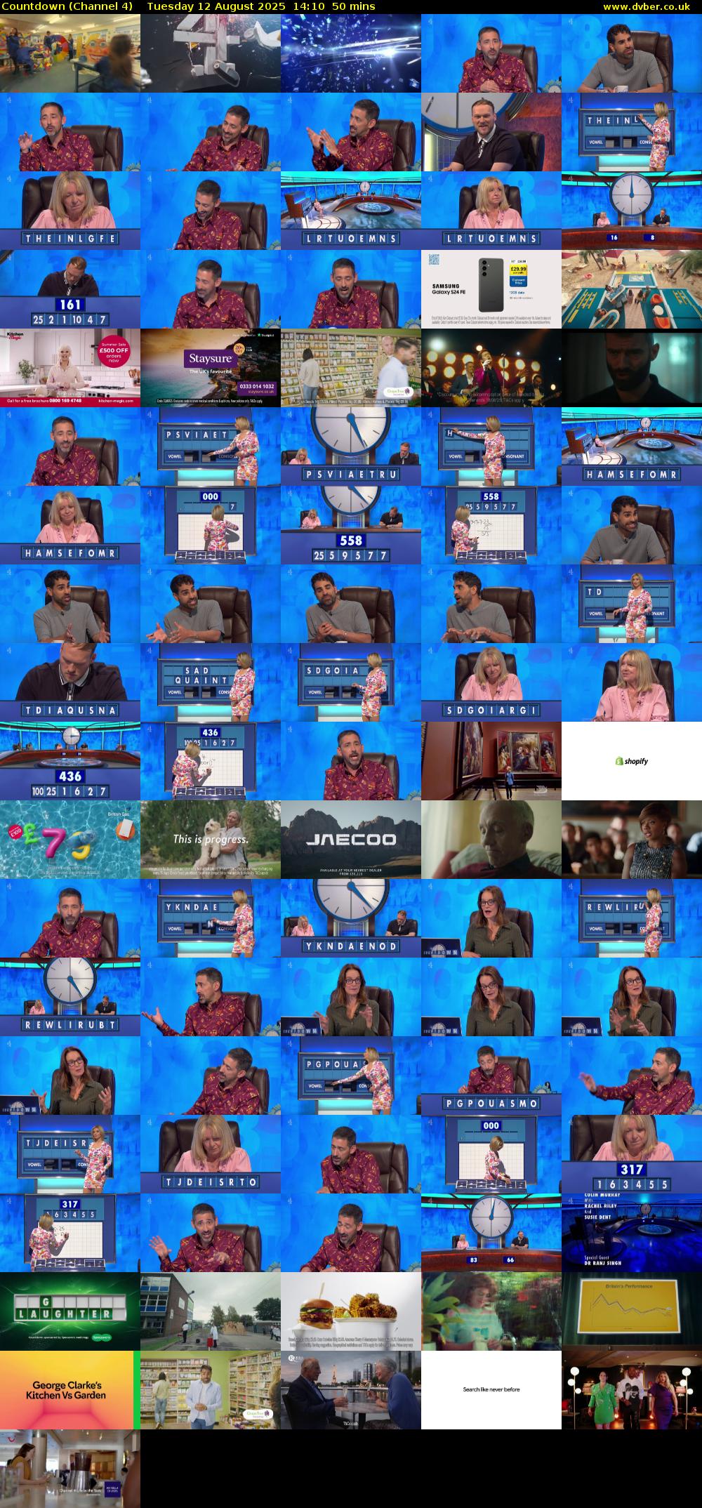 Countdown (Channel 4) Tuesday 12 August 2025 14:10 - 15:00