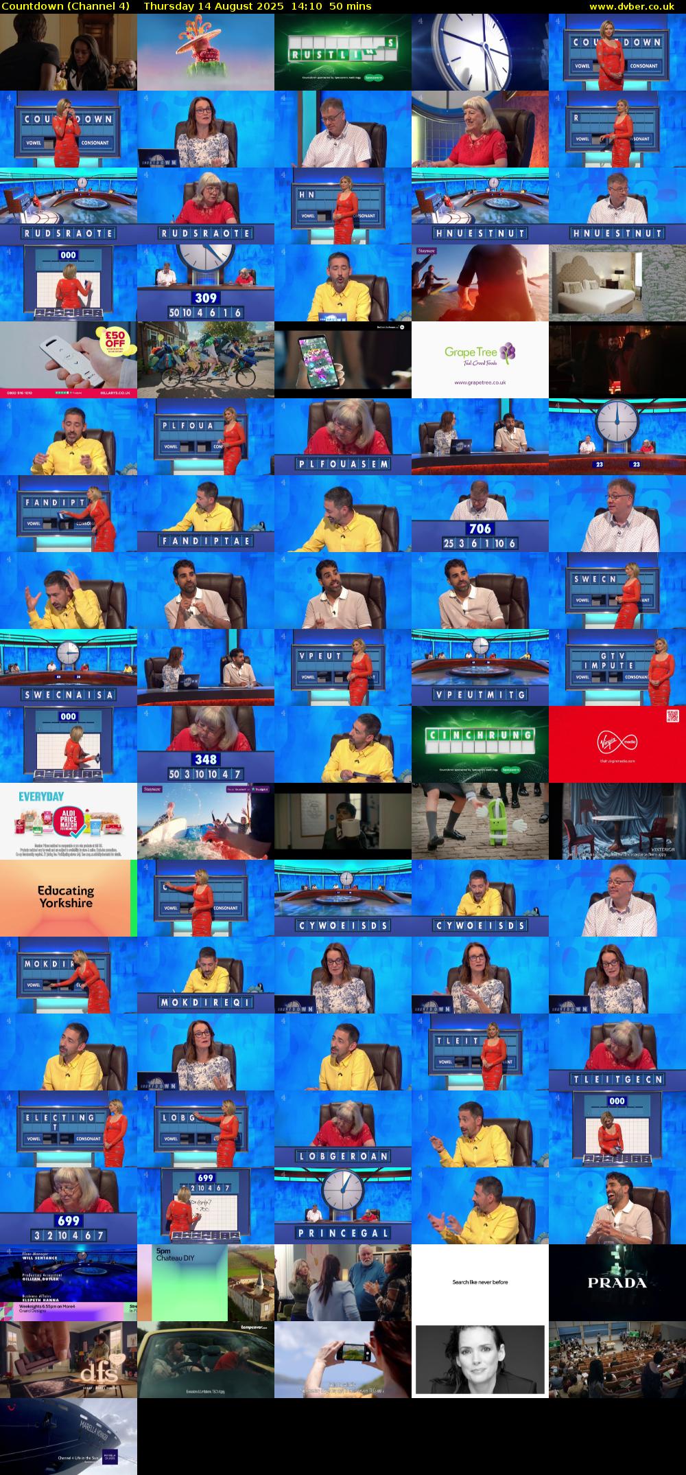 Countdown (Channel 4) Thursday 14 August 2025 14:10 - 15:00