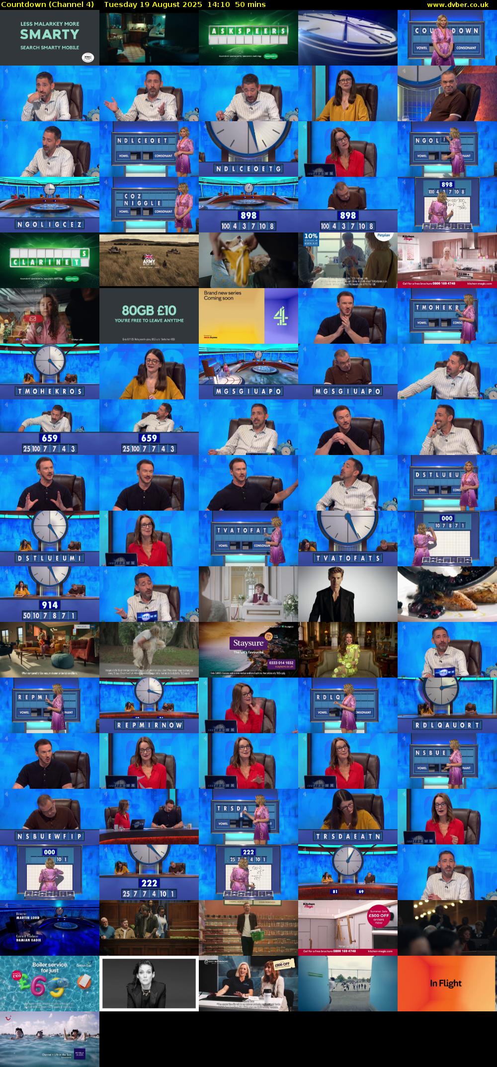 Countdown (Channel 4) Tuesday 19 August 2025 14:10 - 15:00