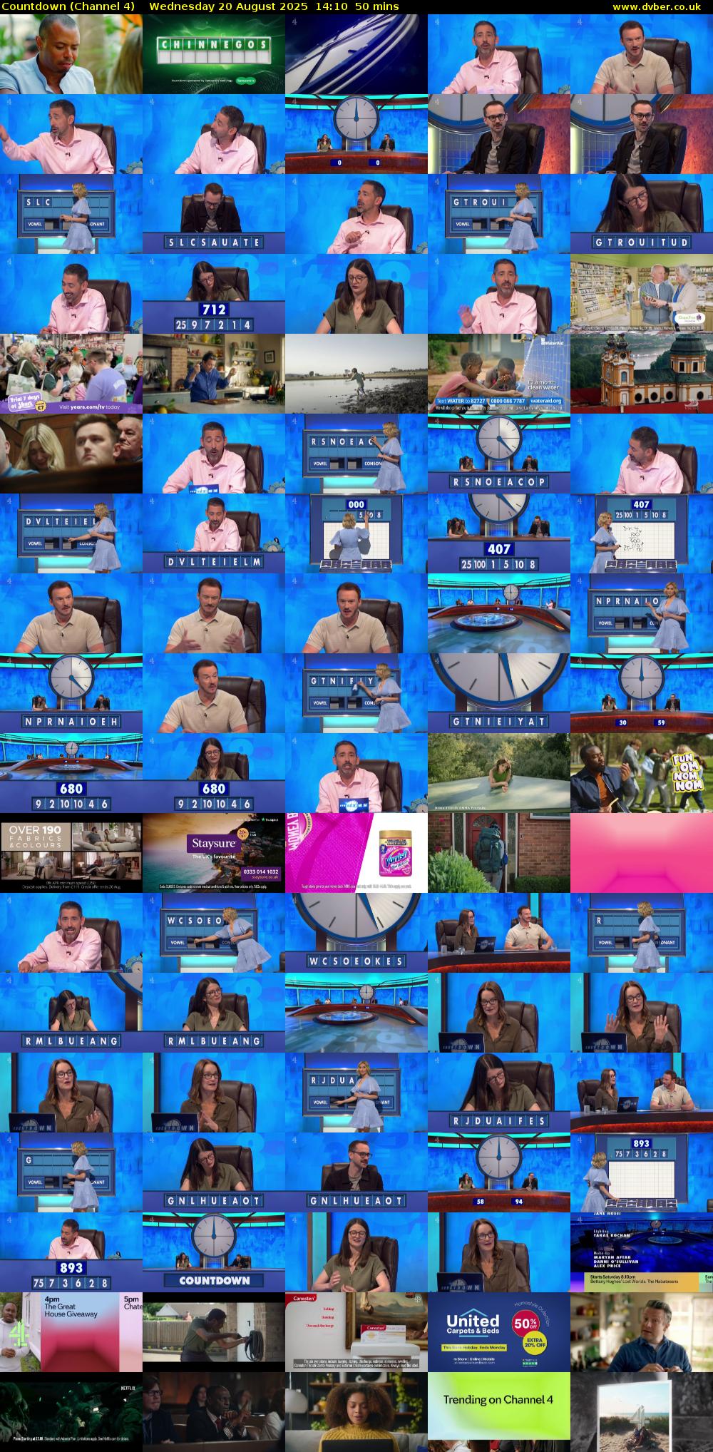 Countdown (Channel 4) Wednesday 20 August 2025 14:10 - 15:00