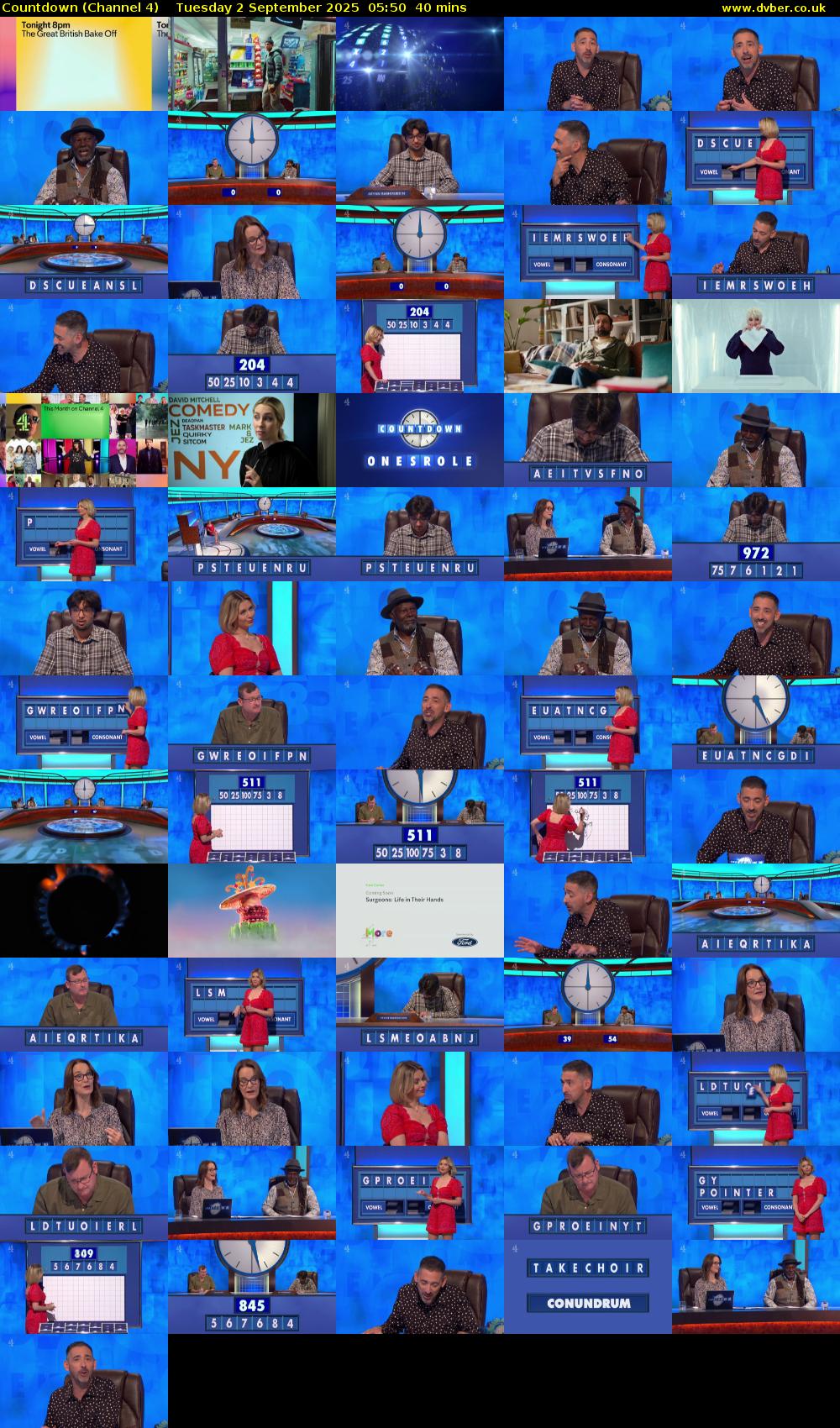 Countdown (Channel 4) Tuesday 2 September 2025 05:50 - 06:30