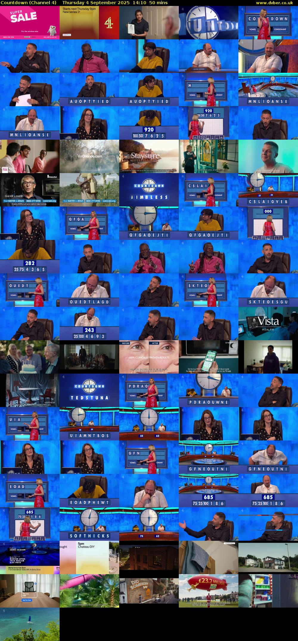 Countdown (Channel 4) Thursday 4 September 2025 14:10 - 15:00