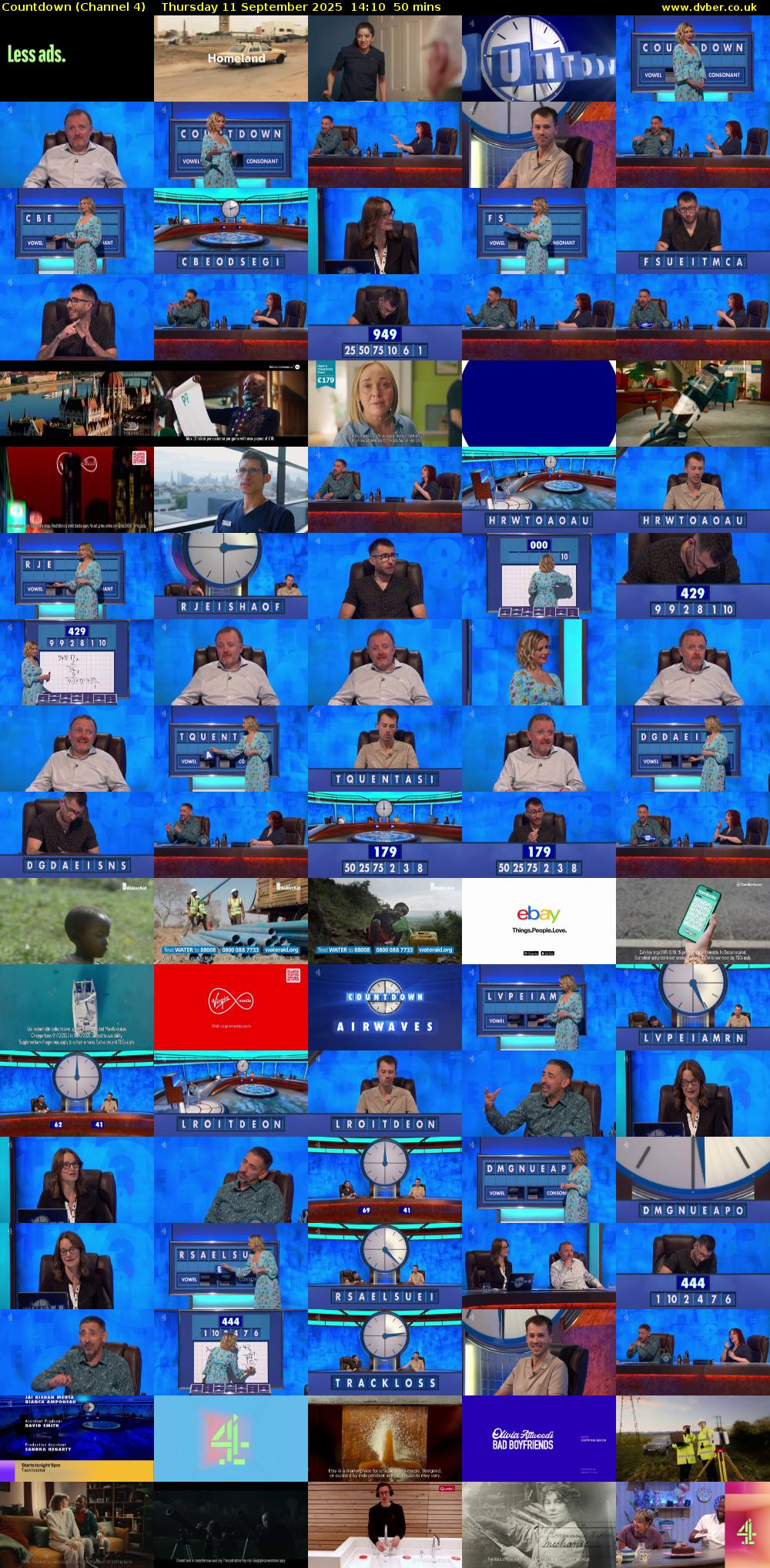Countdown (Channel 4) Thursday 11 September 2025 14:10 - 15:00