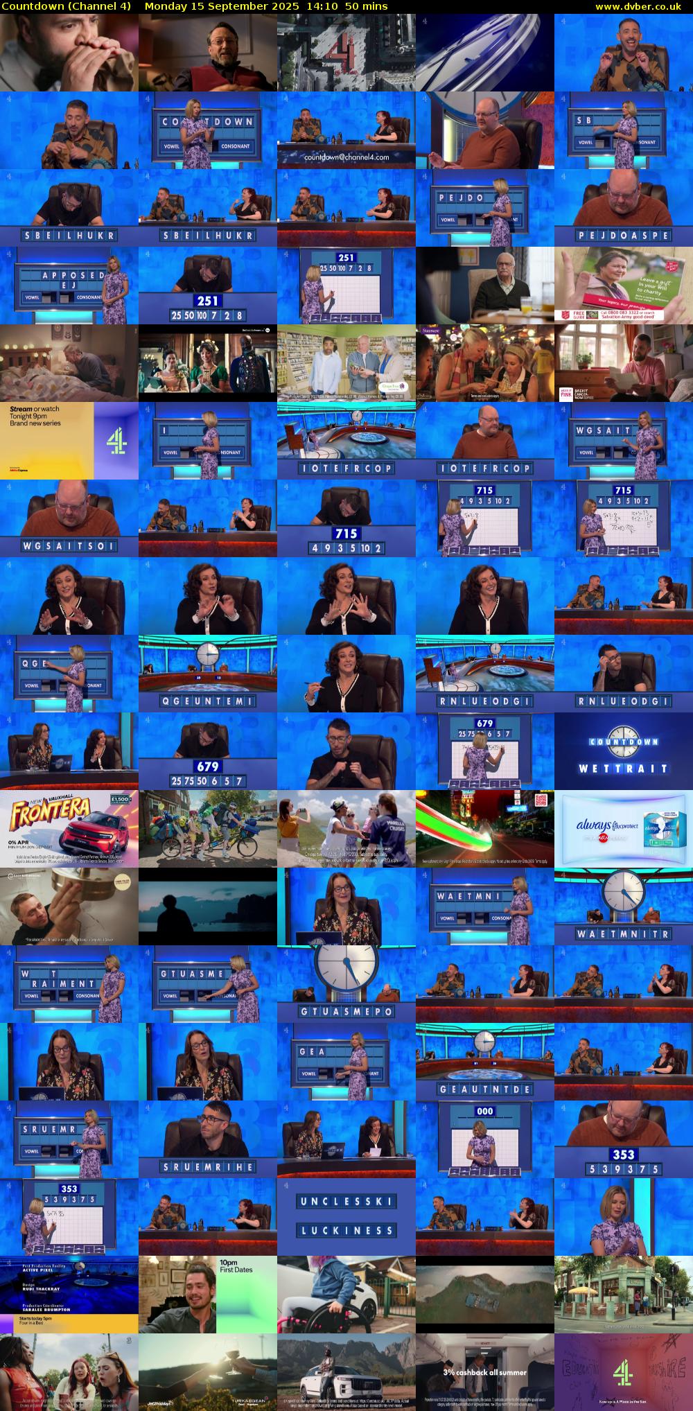 Countdown (Channel 4) Monday 15 September 2025 14:10 - 15:00