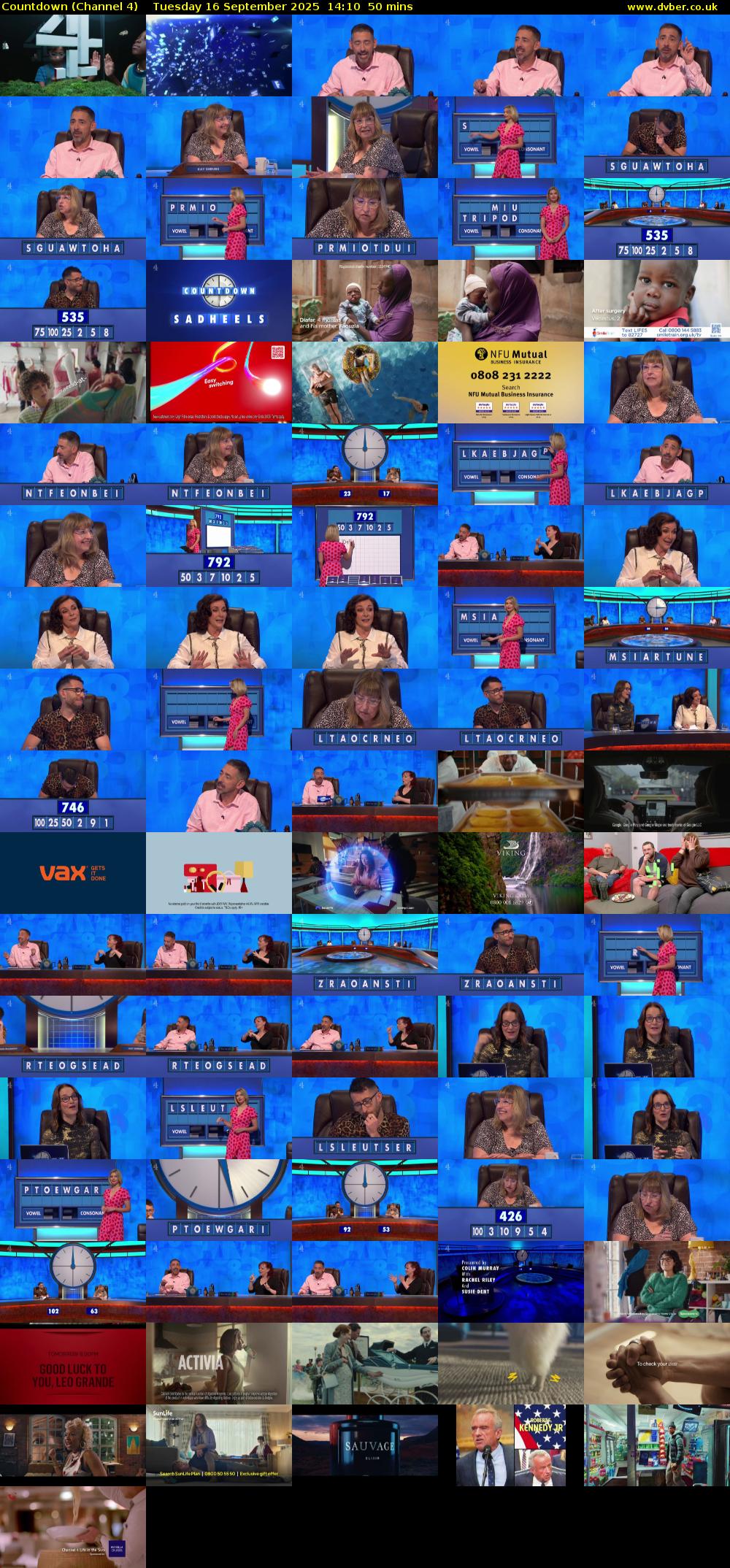 Countdown (Channel 4) Tuesday 16 September 2025 14:10 - 15:00