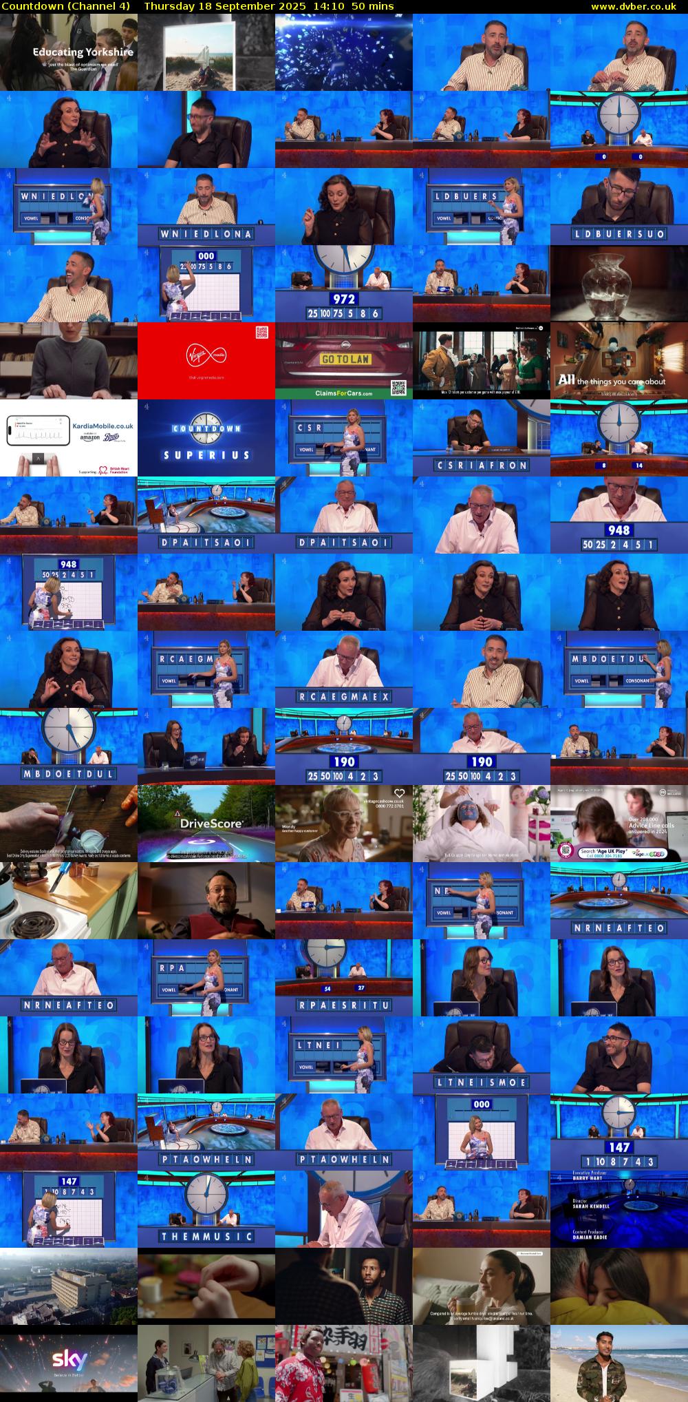 Countdown (Channel 4) Thursday 18 September 2025 14:10 - 15:00