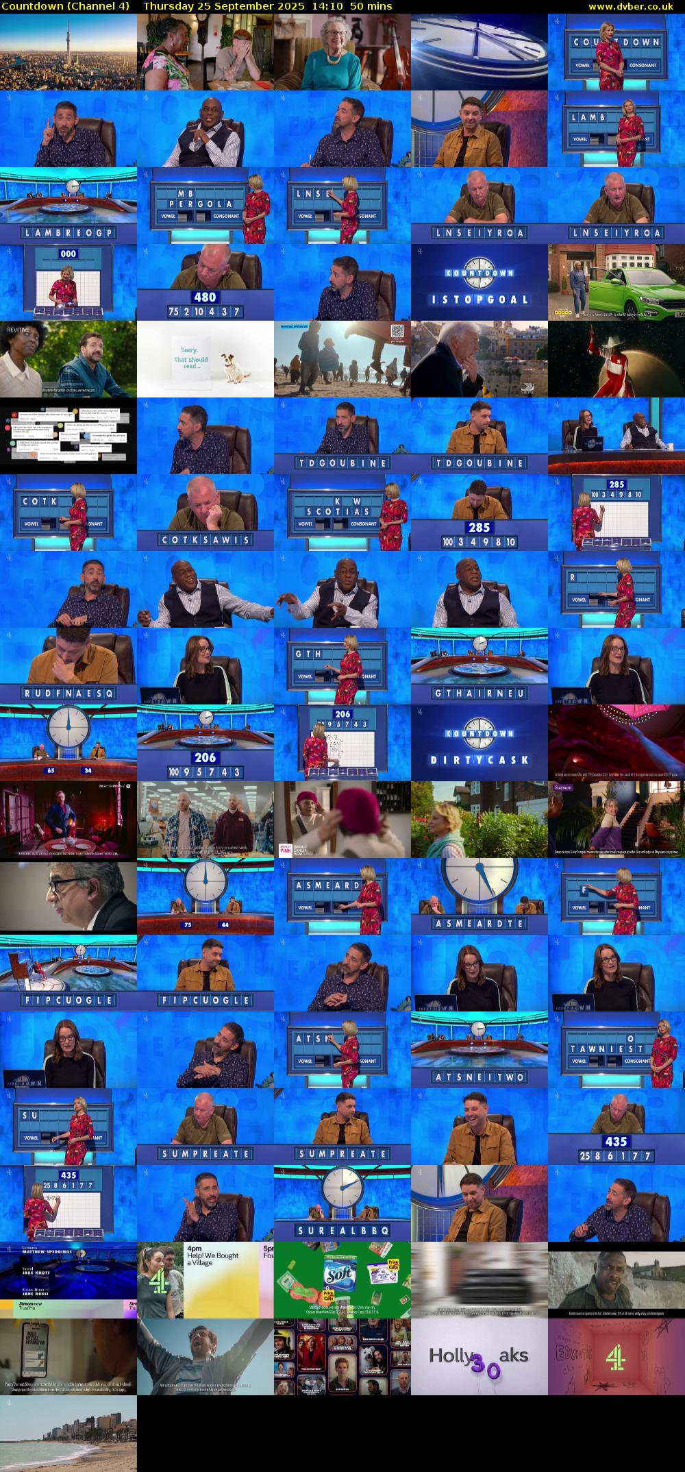 Countdown (Channel 4) Thursday 25 September 2025 14:10 - 15:00
