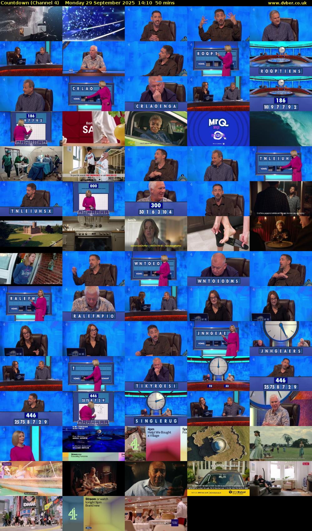 Countdown (Channel 4) Monday 29 September 2025 14:10 - 15:00