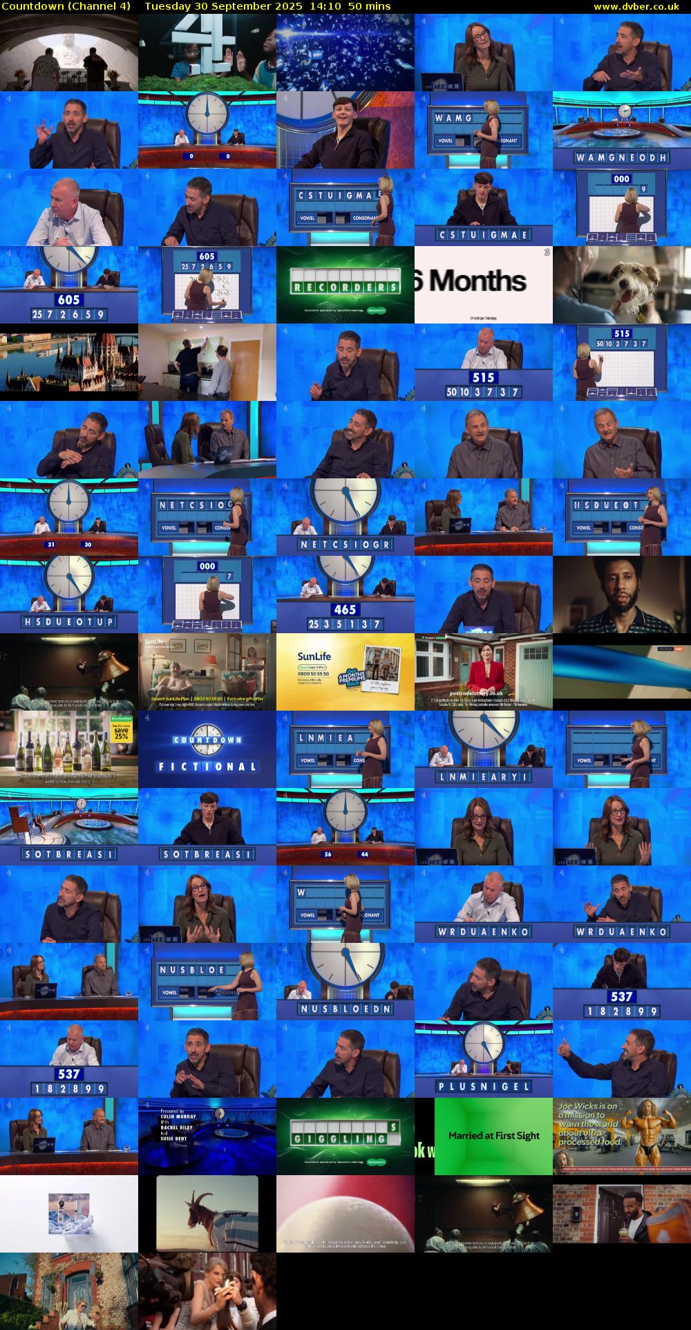 Countdown (Channel 4) Tuesday 30 September 2025 14:10 - 15:00