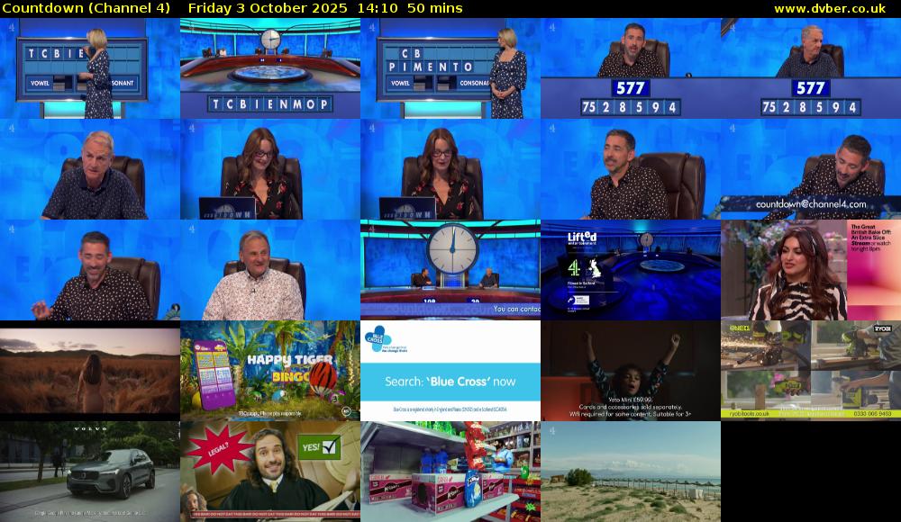 Countdown (Channel 4) Friday 3 October 2025 14:10 - 15:00