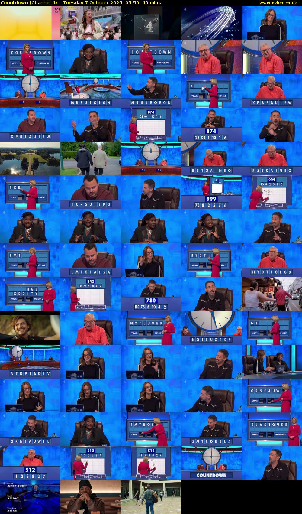Countdown (Channel 4) Tuesday 7 October 2025 05:50 - 06:30