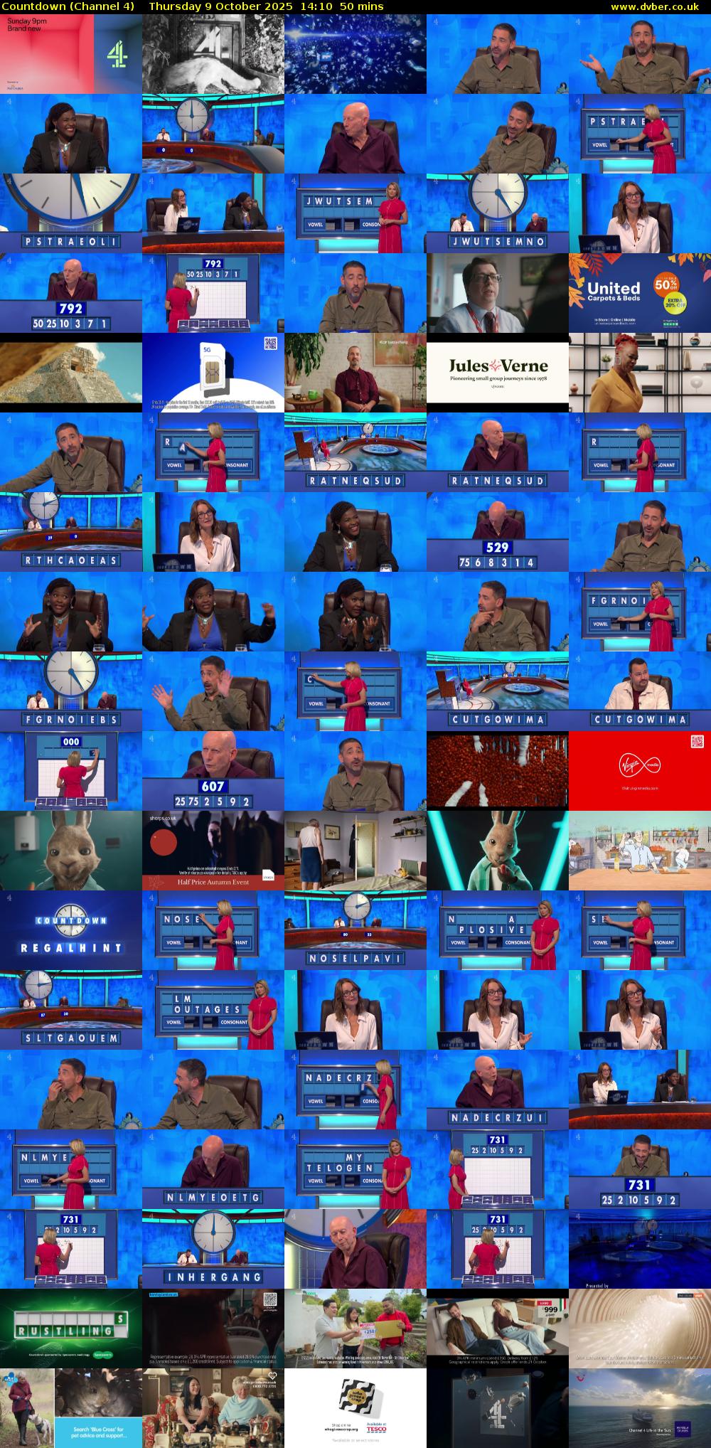 Countdown (Channel 4) Thursday 9 October 2025 14:10 - 15:00