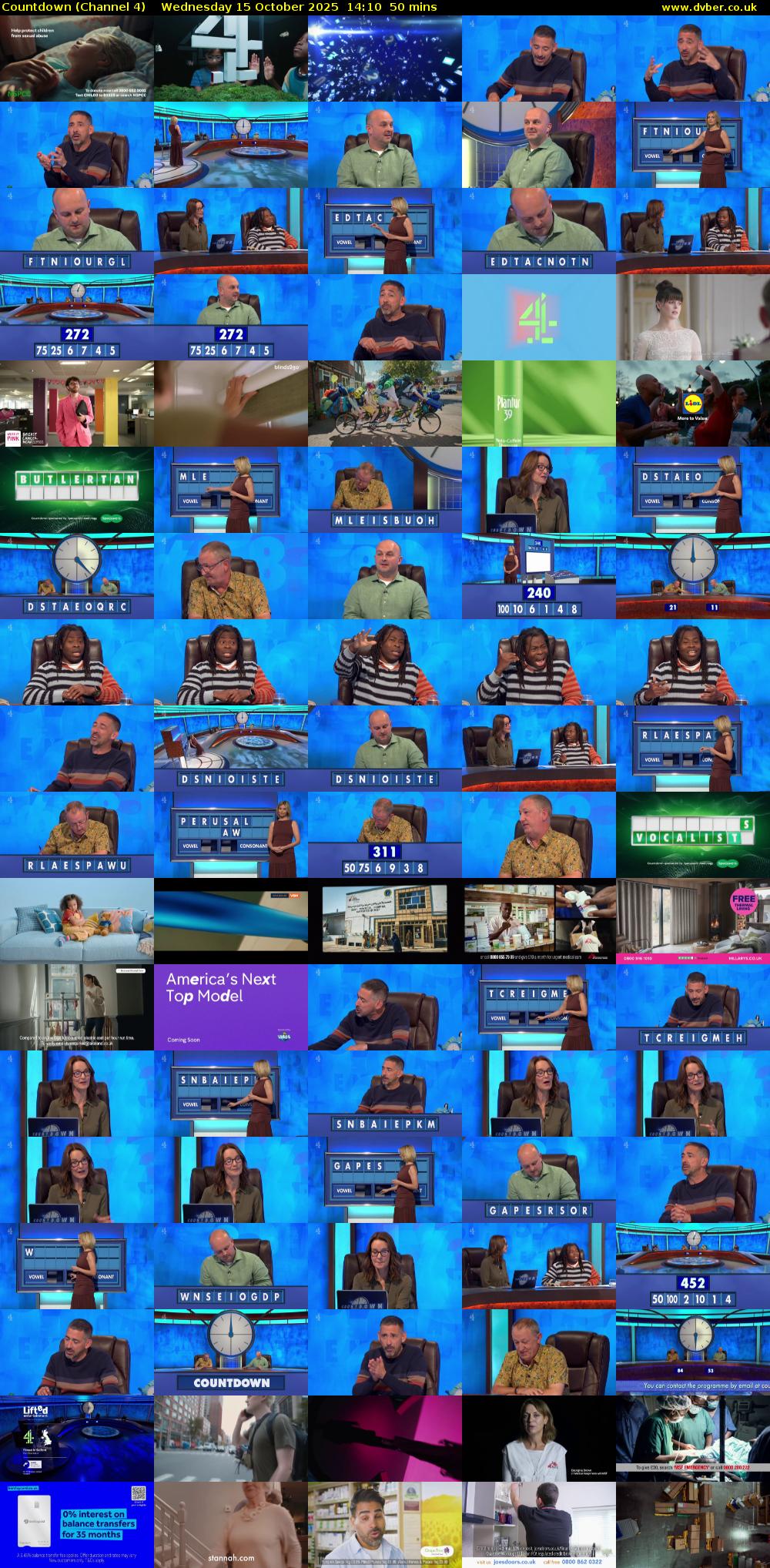 Countdown (Channel 4) Wednesday 15 October 2025 14:10 - 15:00