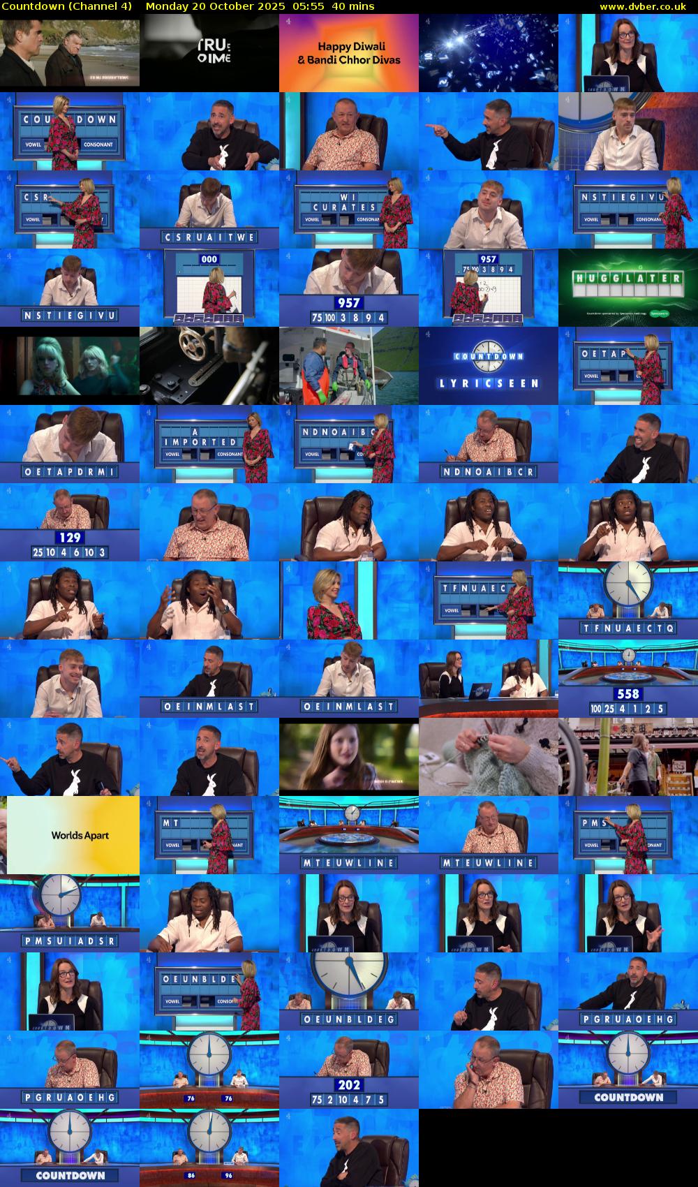 Countdown (Channel 4) Monday 20 October 2025 05:55 - 06:35