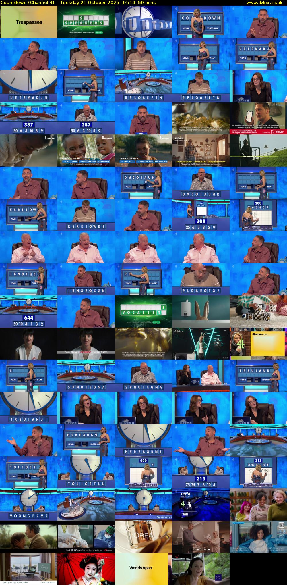 Countdown (Channel 4) Tuesday 21 October 2025 14:10 - 15:00