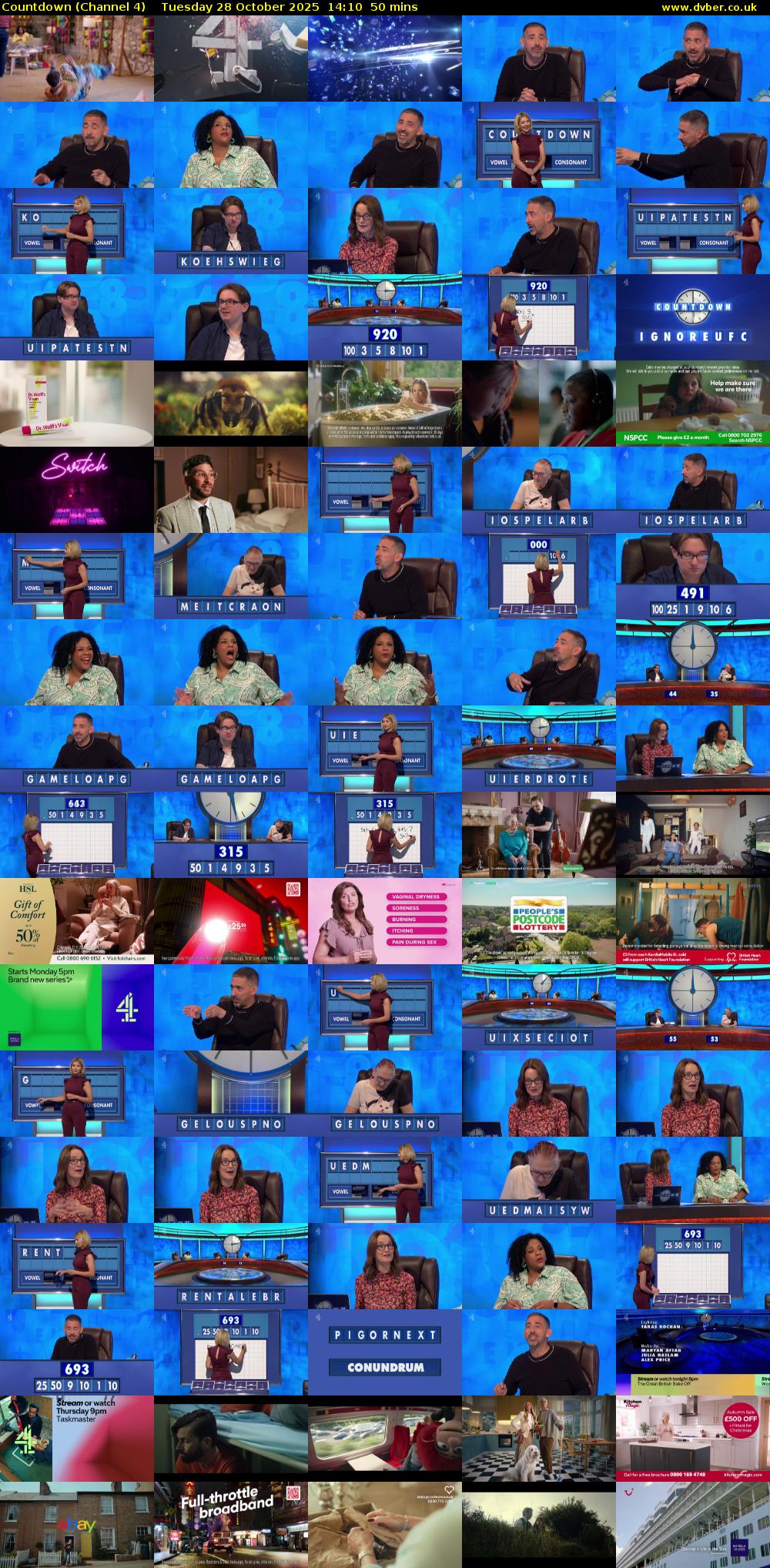Countdown (Channel 4) Tuesday 28 October 2025 14:10 - 15:00