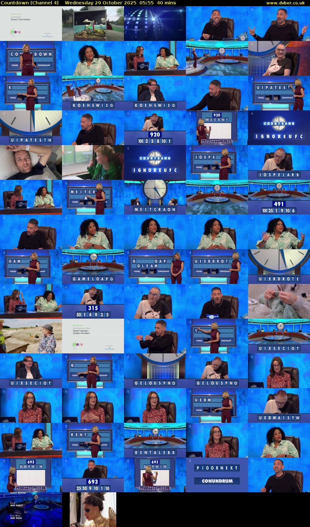 Countdown (Channel 4) Wednesday 29 October 2025 05:55 - 06:35