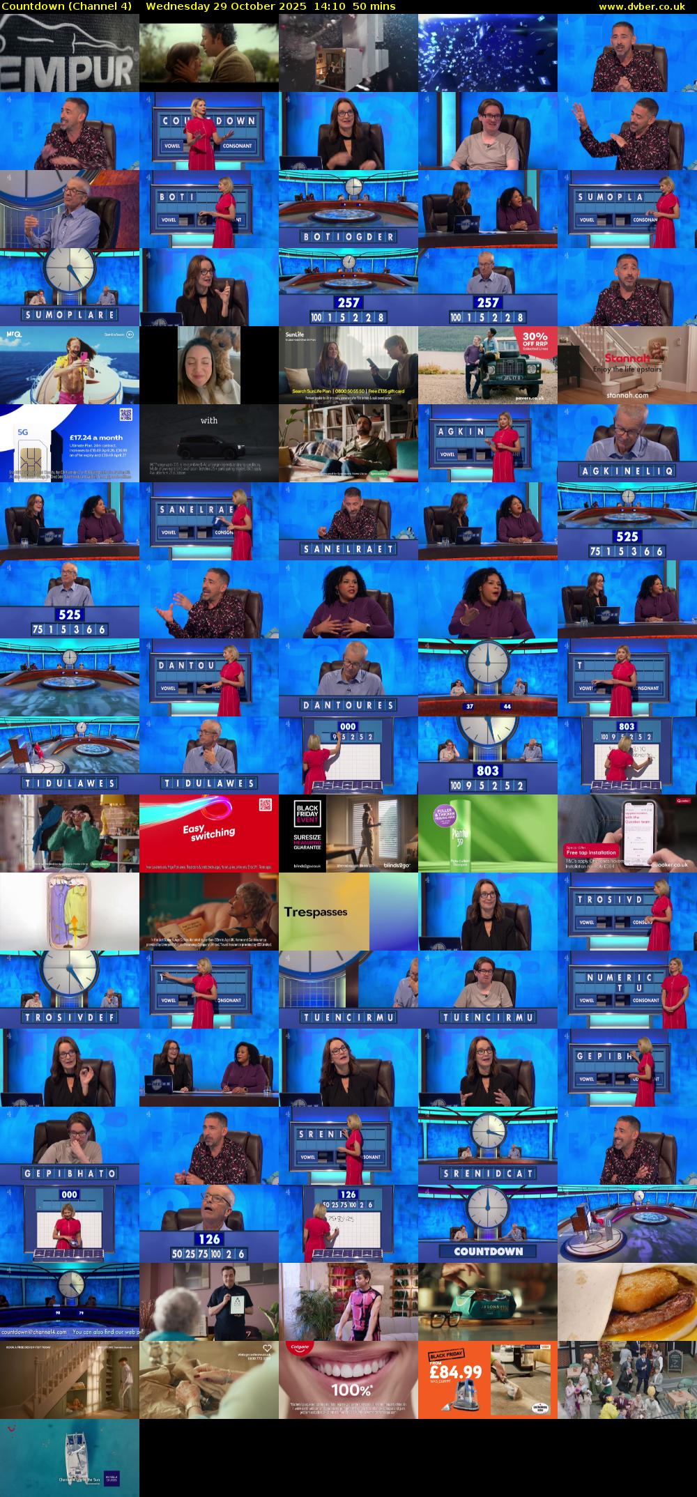 Countdown (Channel 4) Wednesday 29 October 2025 14:10 - 15:00