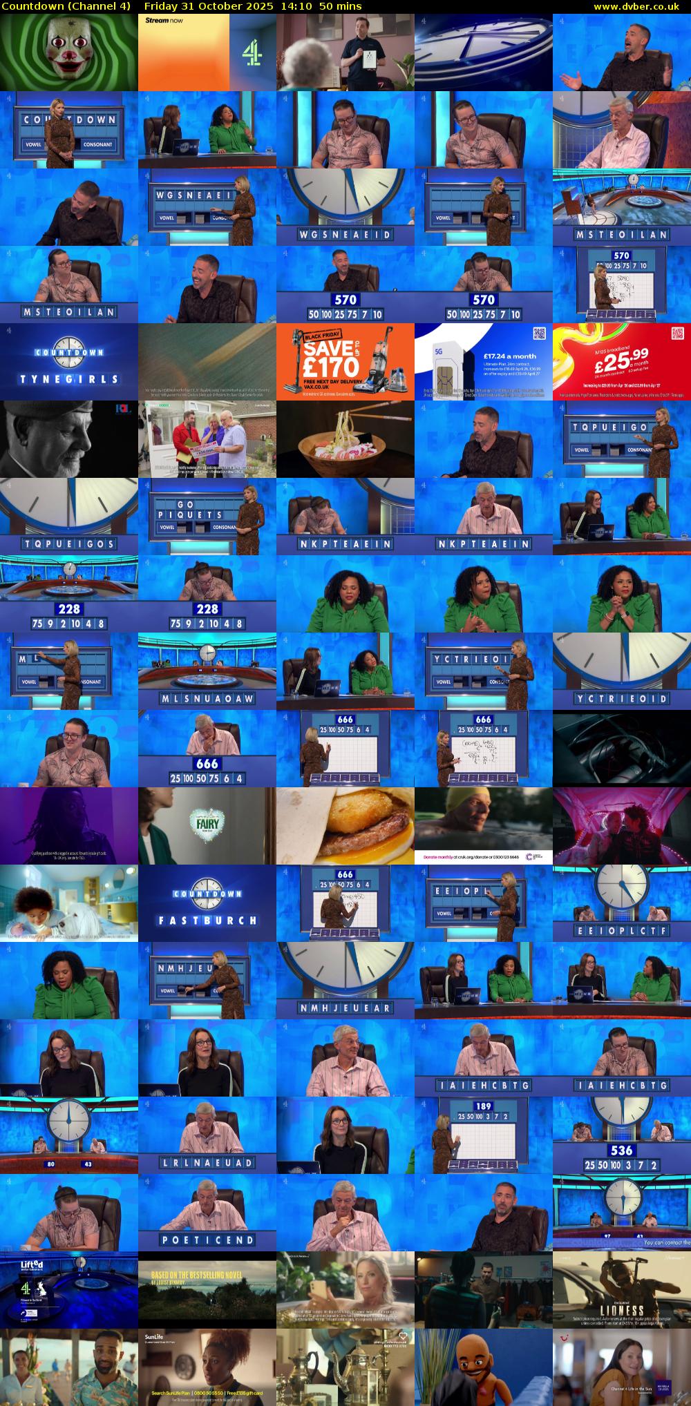 Countdown (Channel 4) Friday 31 October 2025 14:10 - 15:00