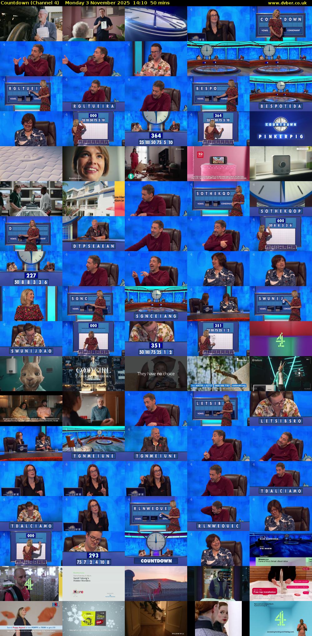 Countdown (Channel 4) Monday 3 November 2025 14:10 - 15:00