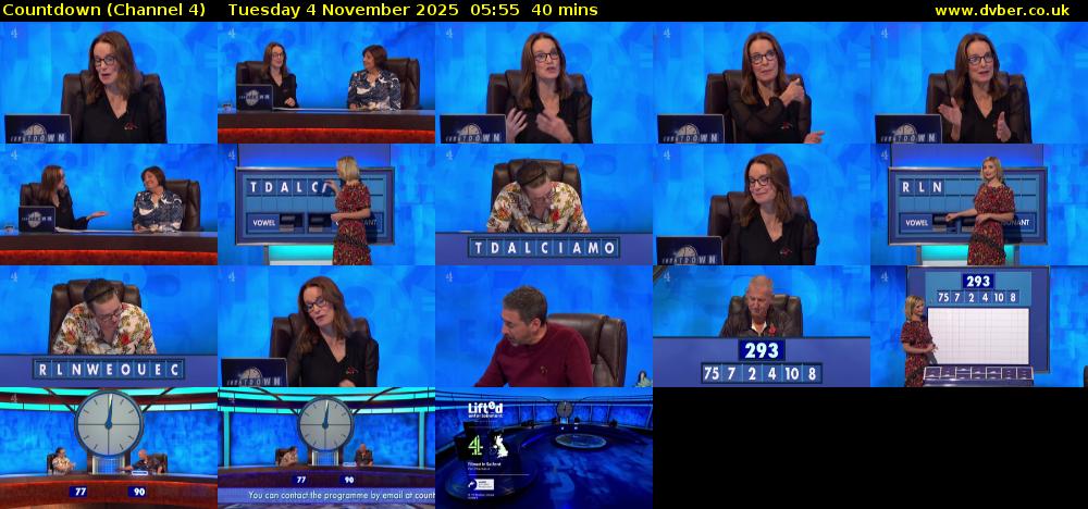 Countdown (Channel 4) Tuesday 4 November 2025 05:55 - 06:35