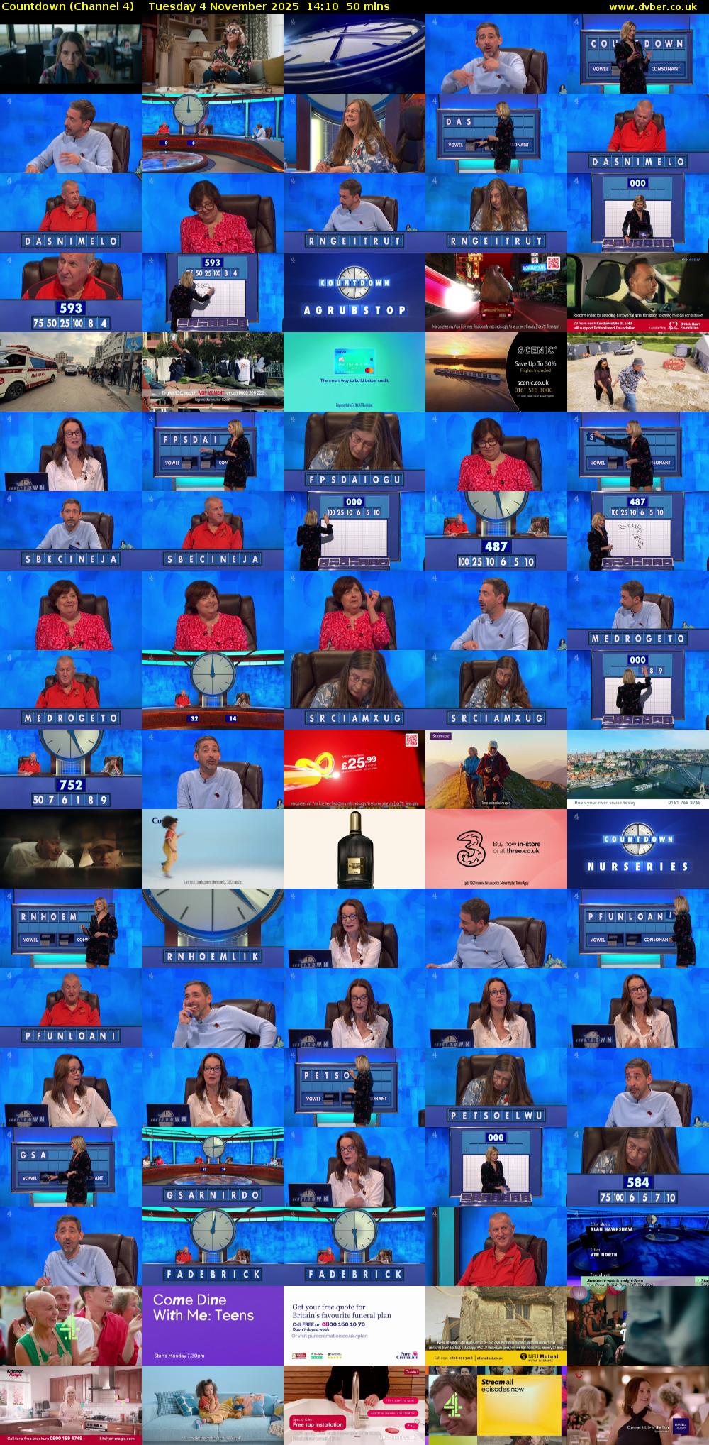 Countdown (Channel 4) Tuesday 4 November 2025 14:10 - 15:00