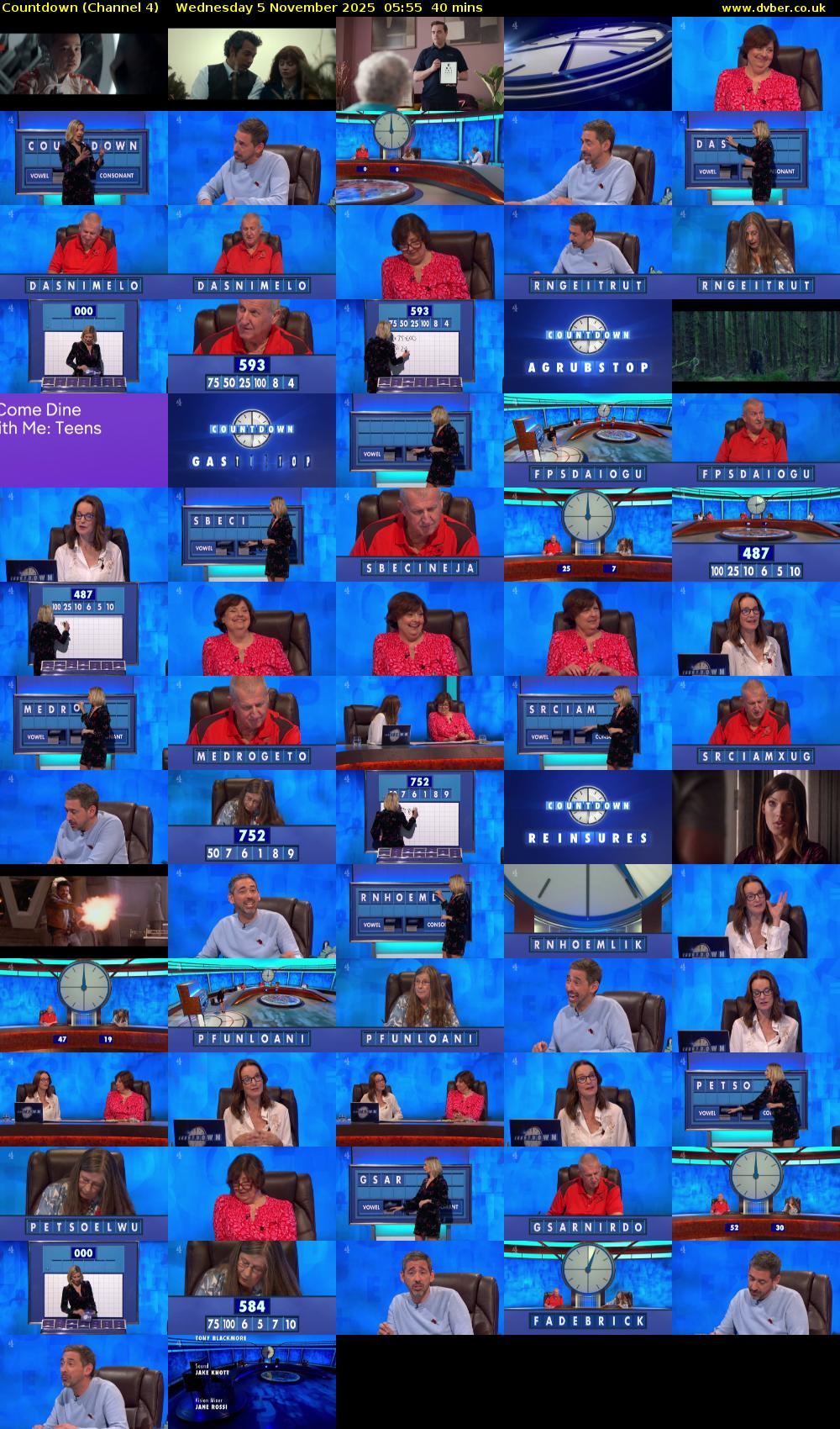 Countdown (Channel 4) Wednesday 5 November 2025 05:55 - 06:35