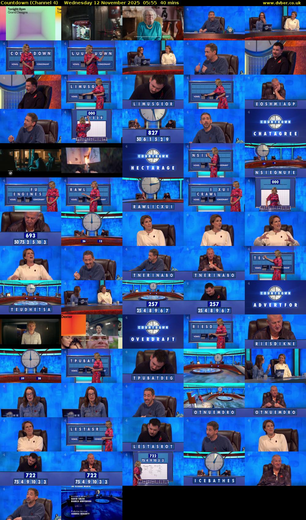 Countdown (Channel 4) Wednesday 12 November 2025 05:55 - 06:35